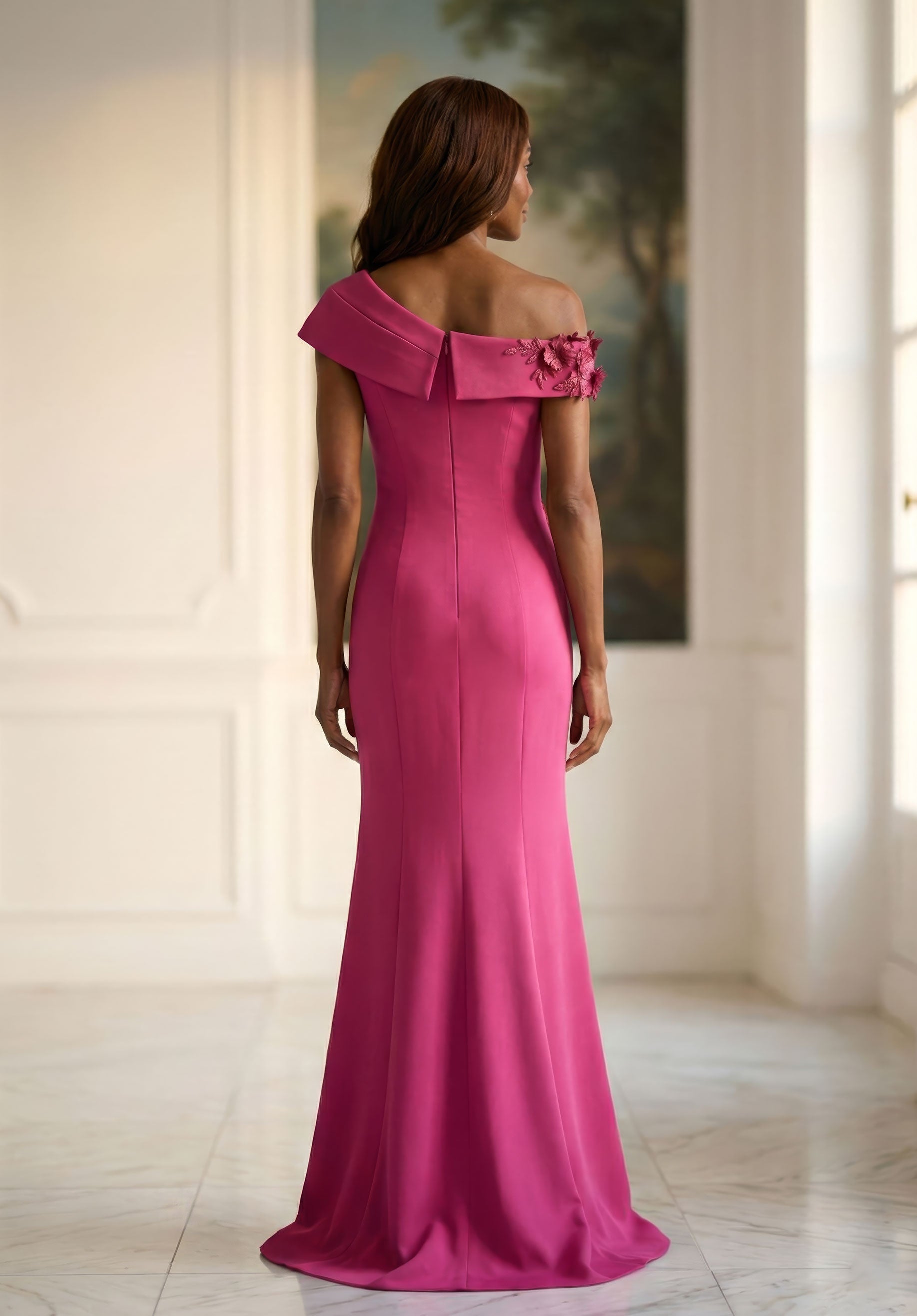 One-Shoulder Floor-Length Satin Formal Mermaid MGNY 2070045