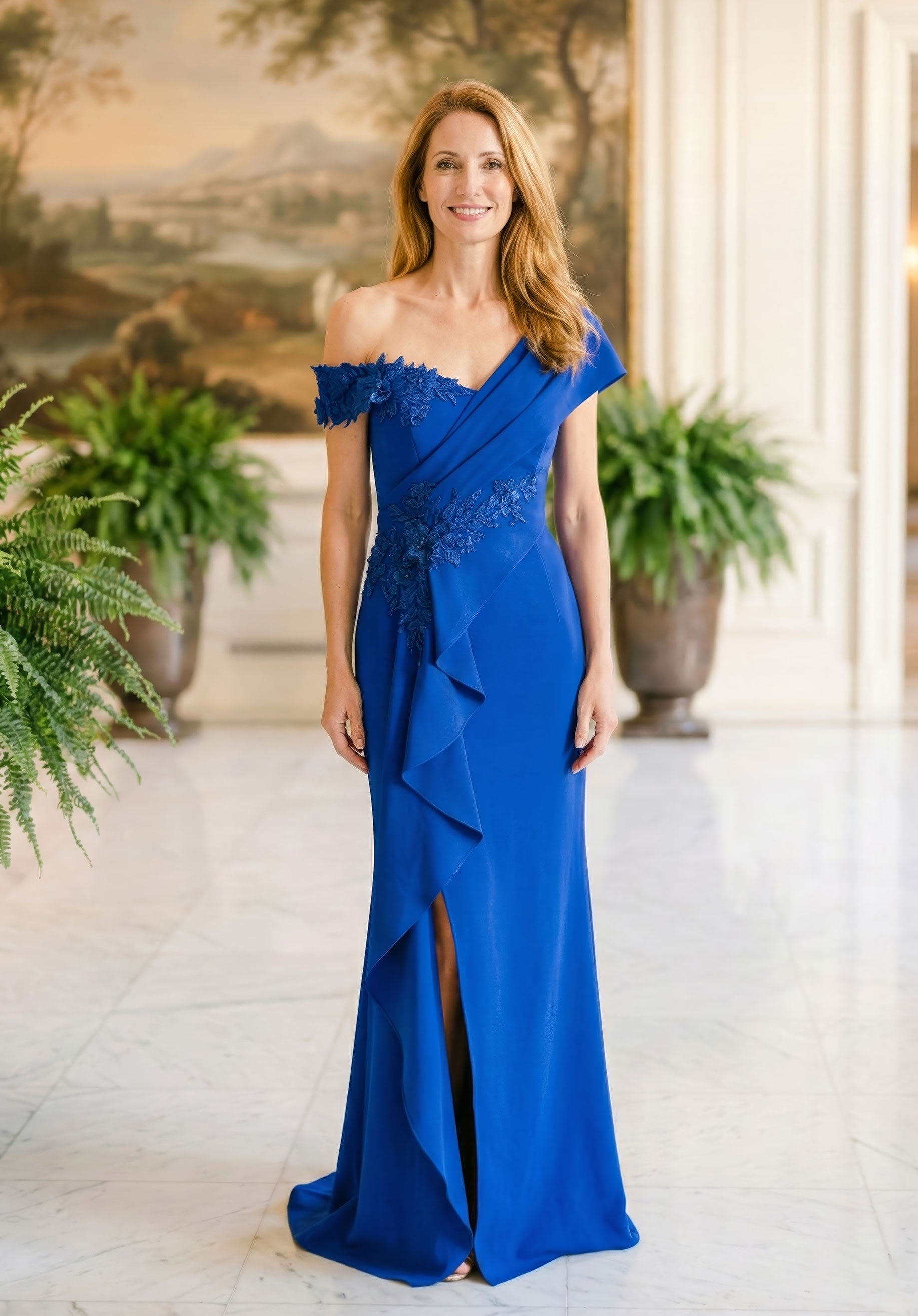 One-Shoulder Floor-Length Satin Formal Mermaid MGNY 2070045