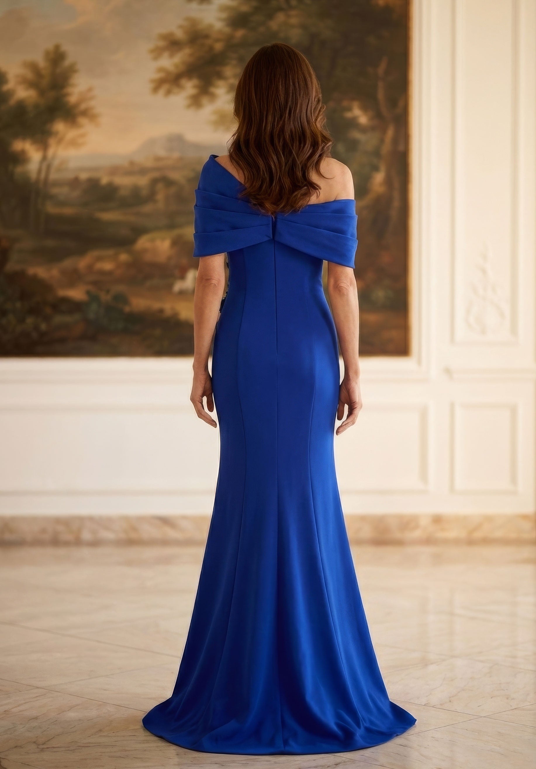 Off-the-Shoulder Floor-Length Jersey Formal Mermaid MGNY 2070047