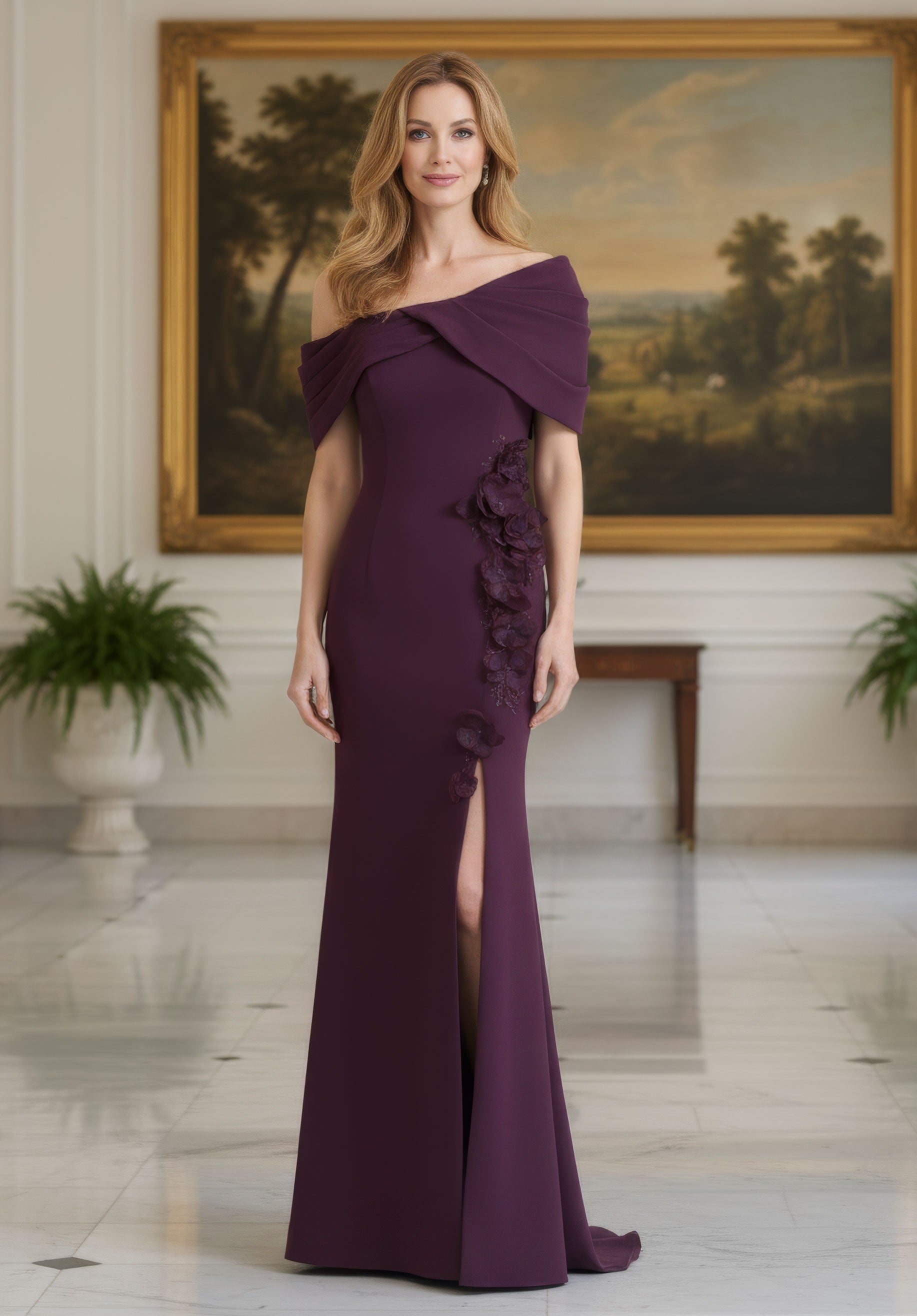Off-the-Shoulder Floor-Length Jersey Formal Mermaid MGNY 2070047