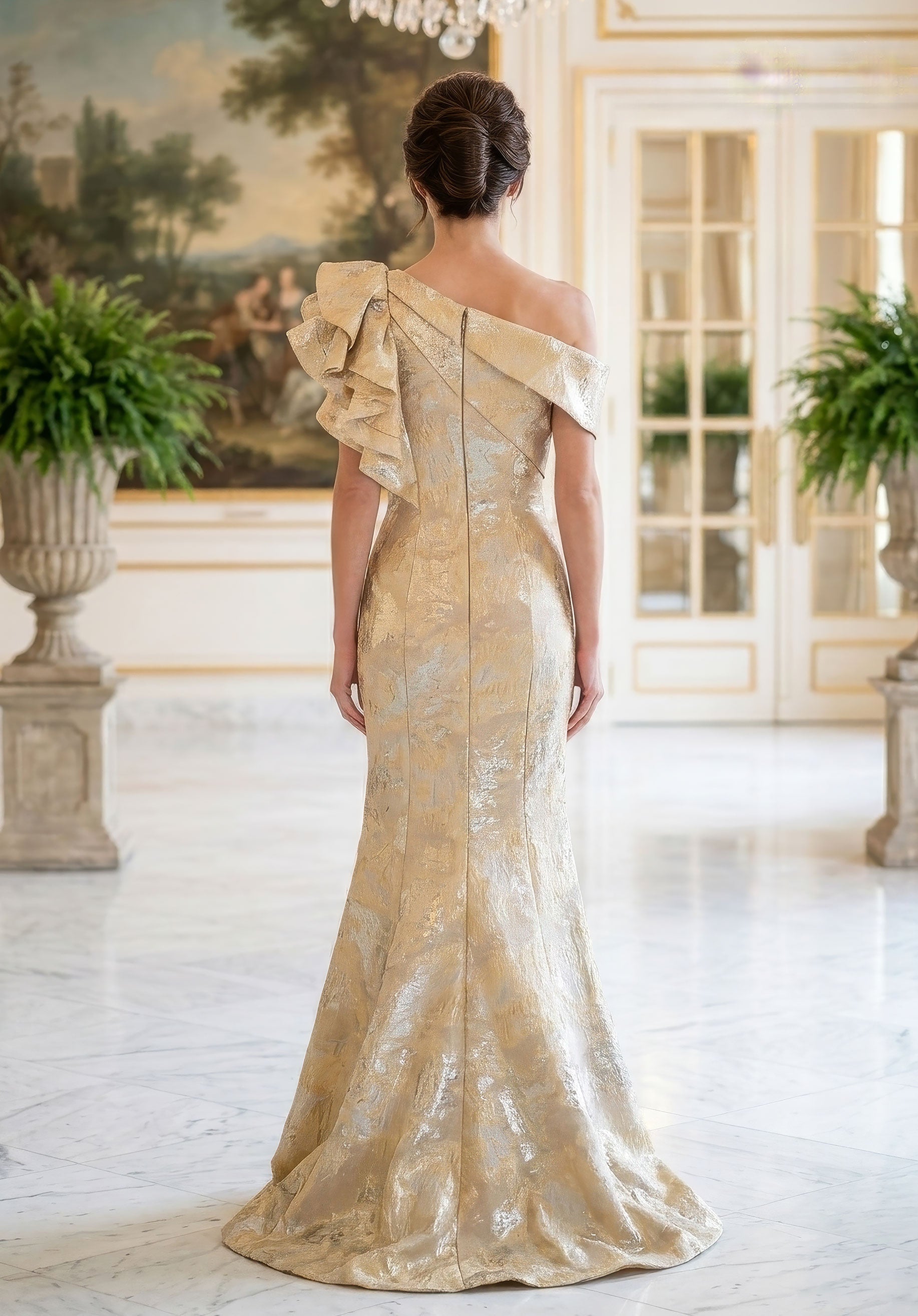One-Shoulder Floor-Length Satin Formal Mermaid MGNY 2070052