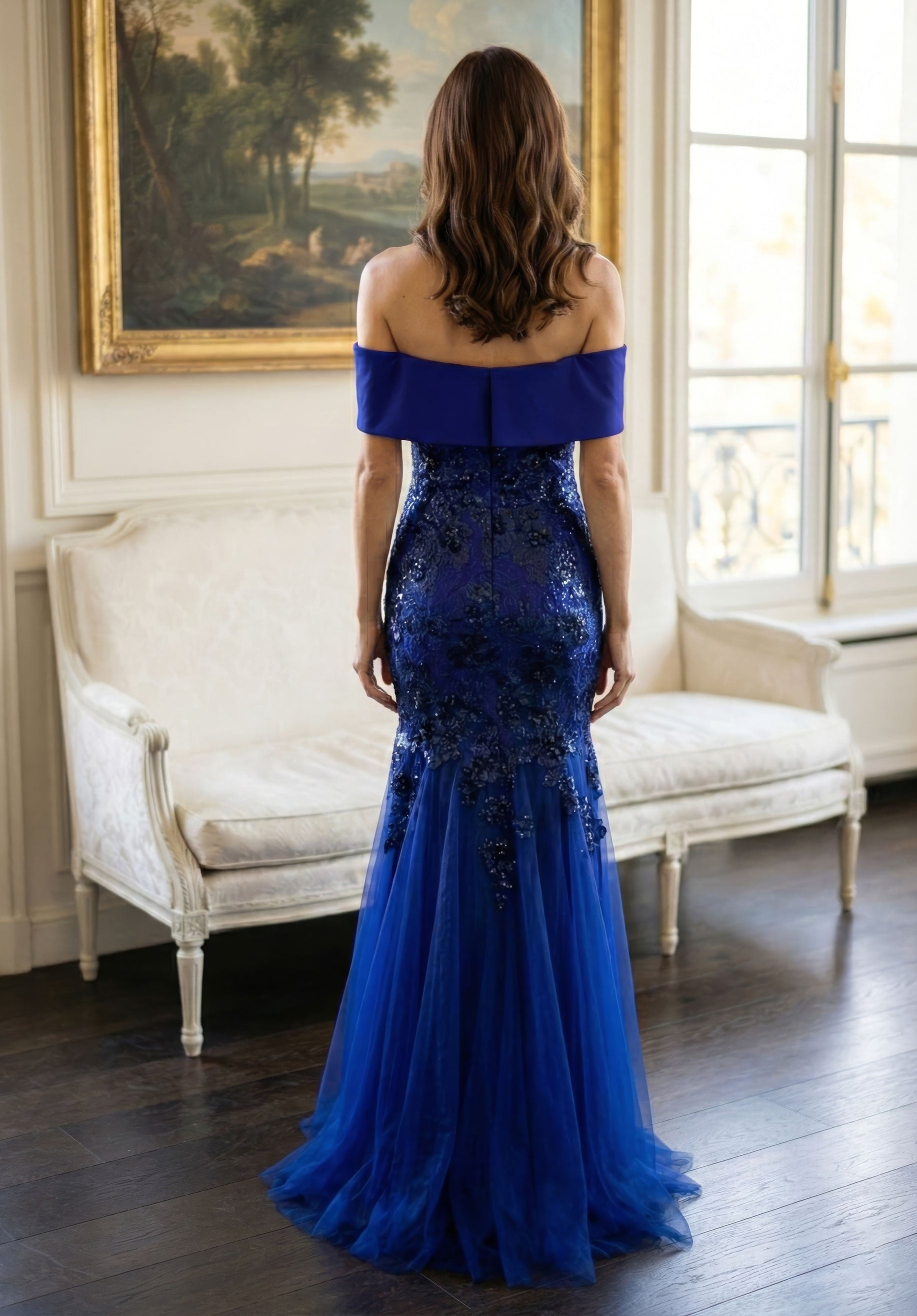 Off-the-Shoulder Floor-Length Tulle Formal Mermaid MGNY 2070054