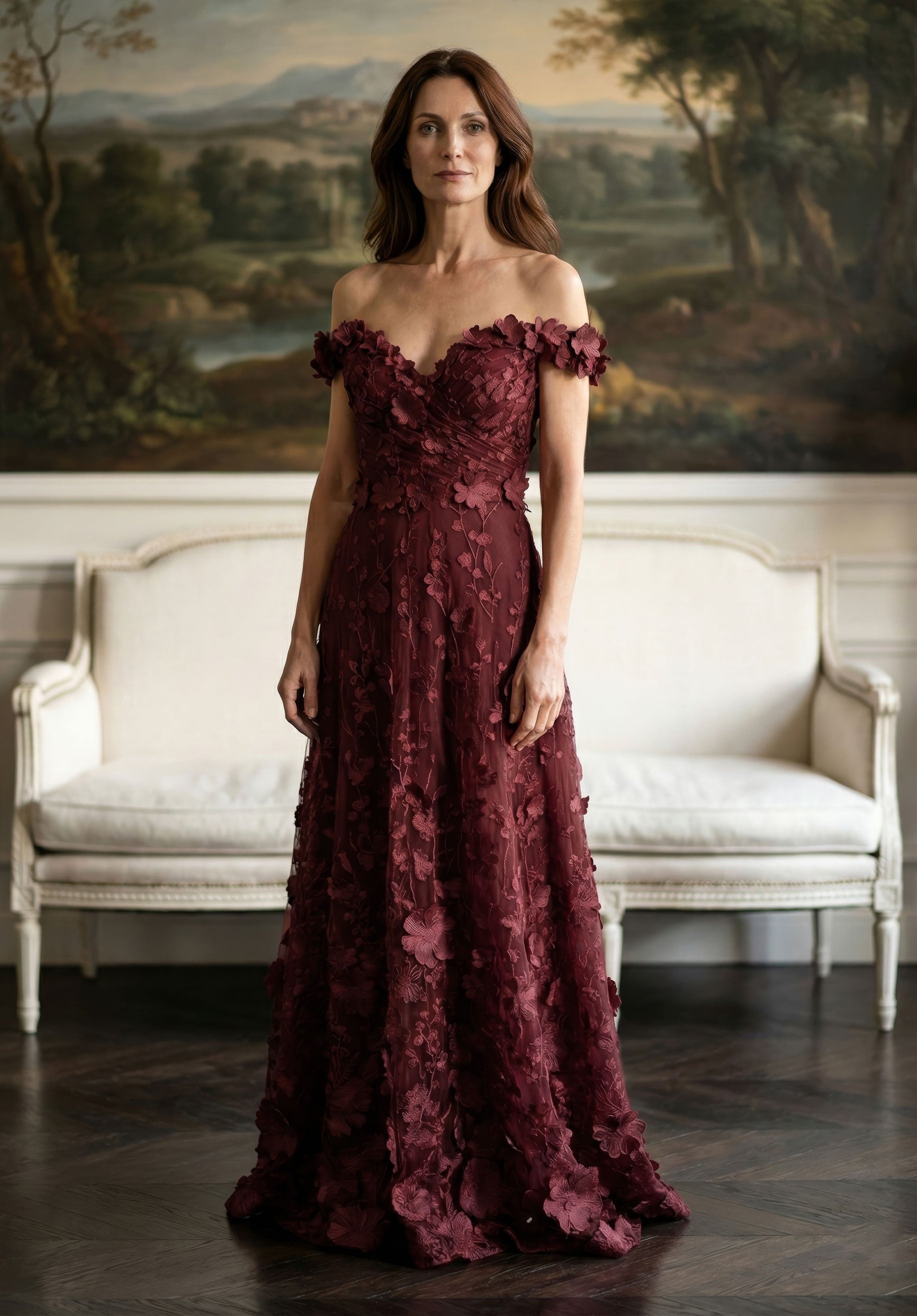 Off-the-Shoulder Floor-Length Lace Prom A-Line MGNY 2070062