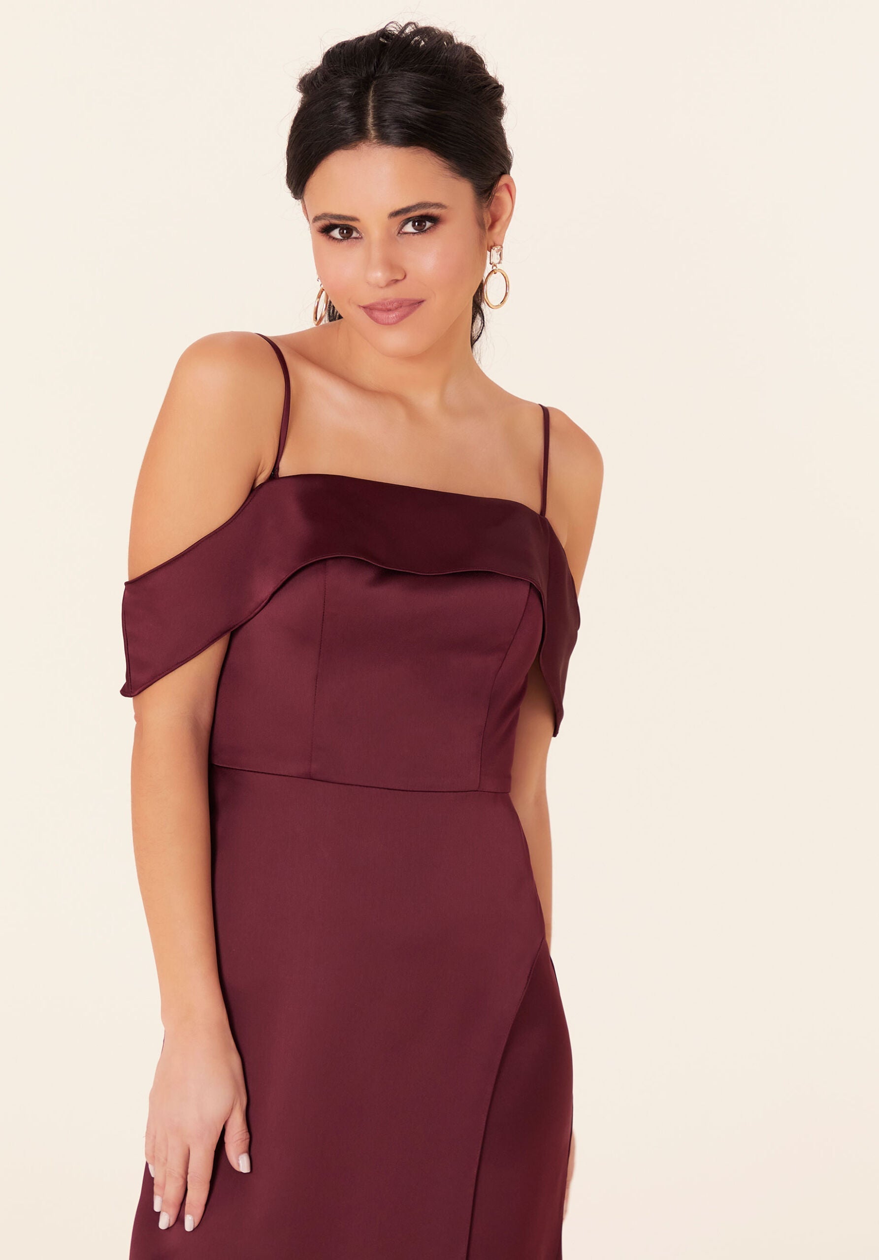 Formal Dresses Long Formal Slit A Line Evening Dress MGNY Madeline Gardner New York 21827 Bordeaux