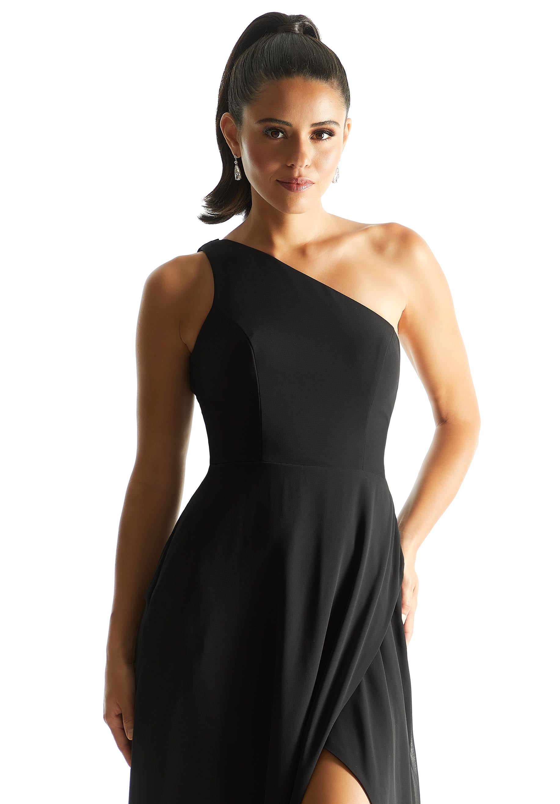 Formal Dresses A Line Slit Long Formal Dress MGNY Madeline Gardner New York 21851 Black