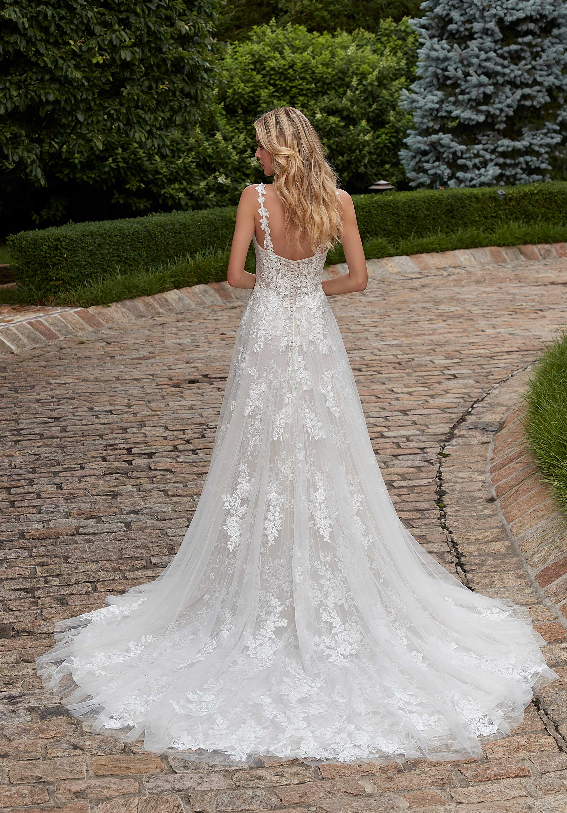 Wedding Dresses Long Wedding Bridal Floral Dress MGNY Madeline Gardner New York 2616 Ivory/Champagne/Honey