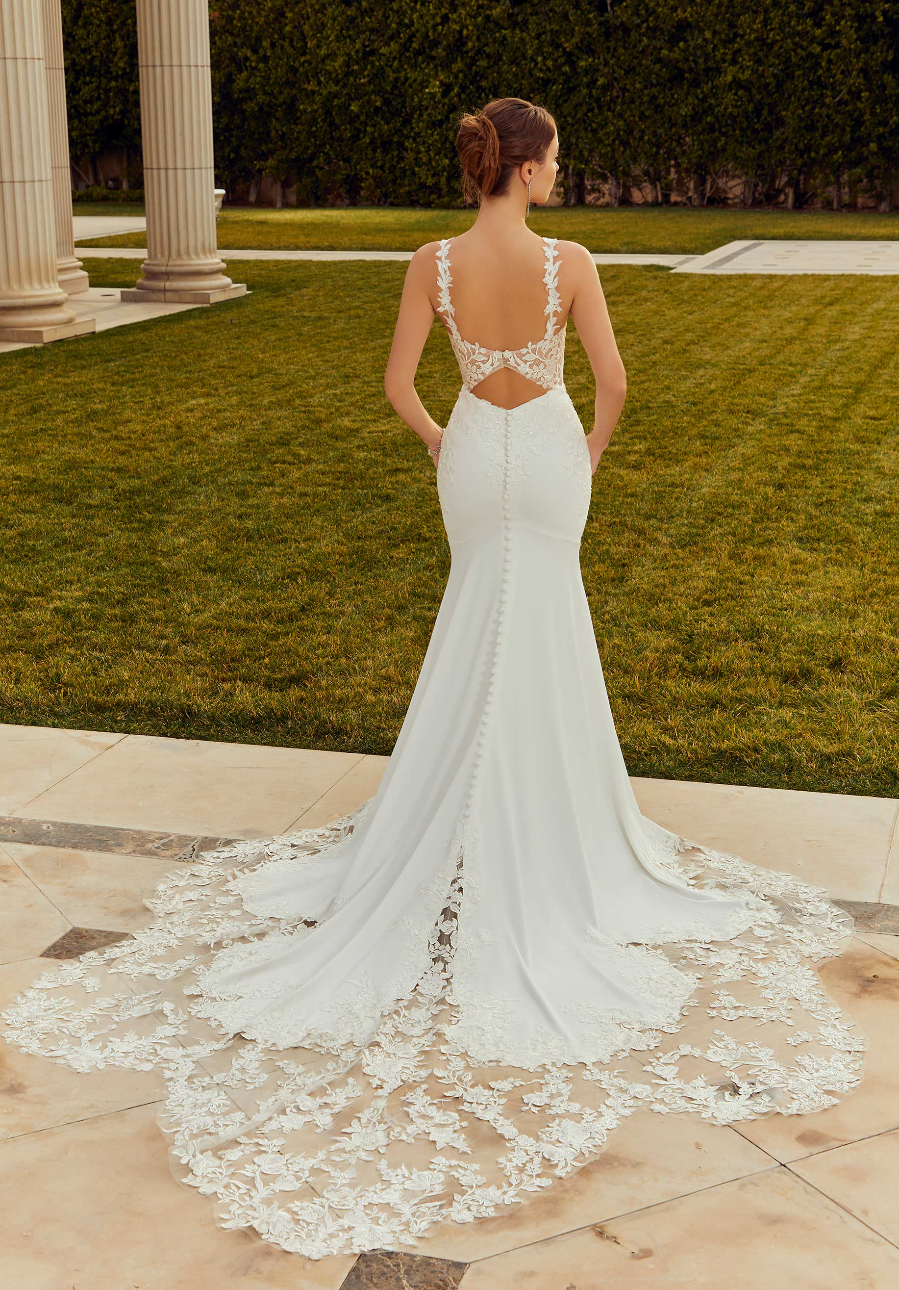 Wedding Dresses Long Wedding Floral Bridal Gown MGNY Madeline Gardner New York 2658 Ivory/Honey
