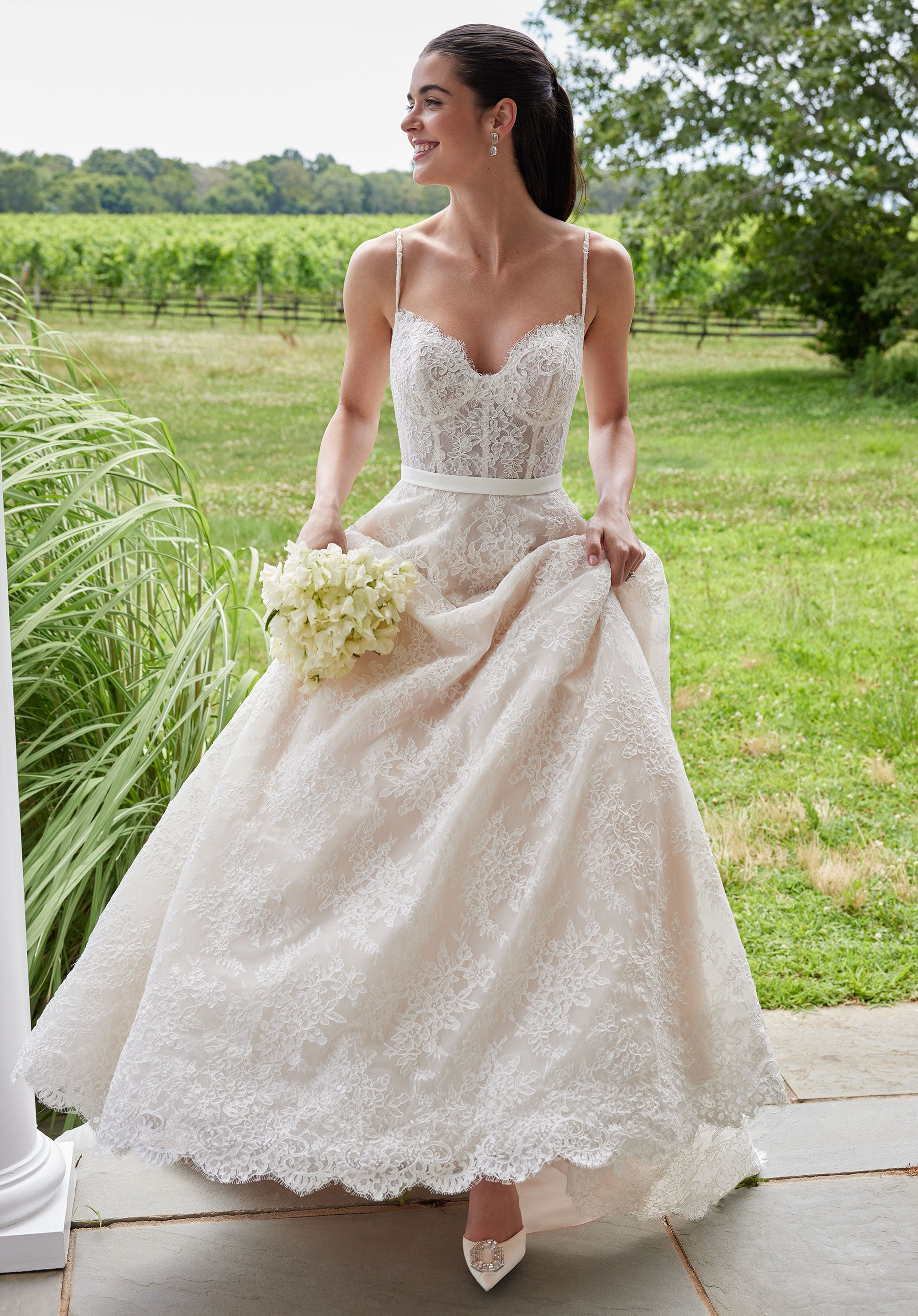 Wedding Dresses Lace Long Ball Gown Corset Wedding Dress Ivory/Champagne/Honey