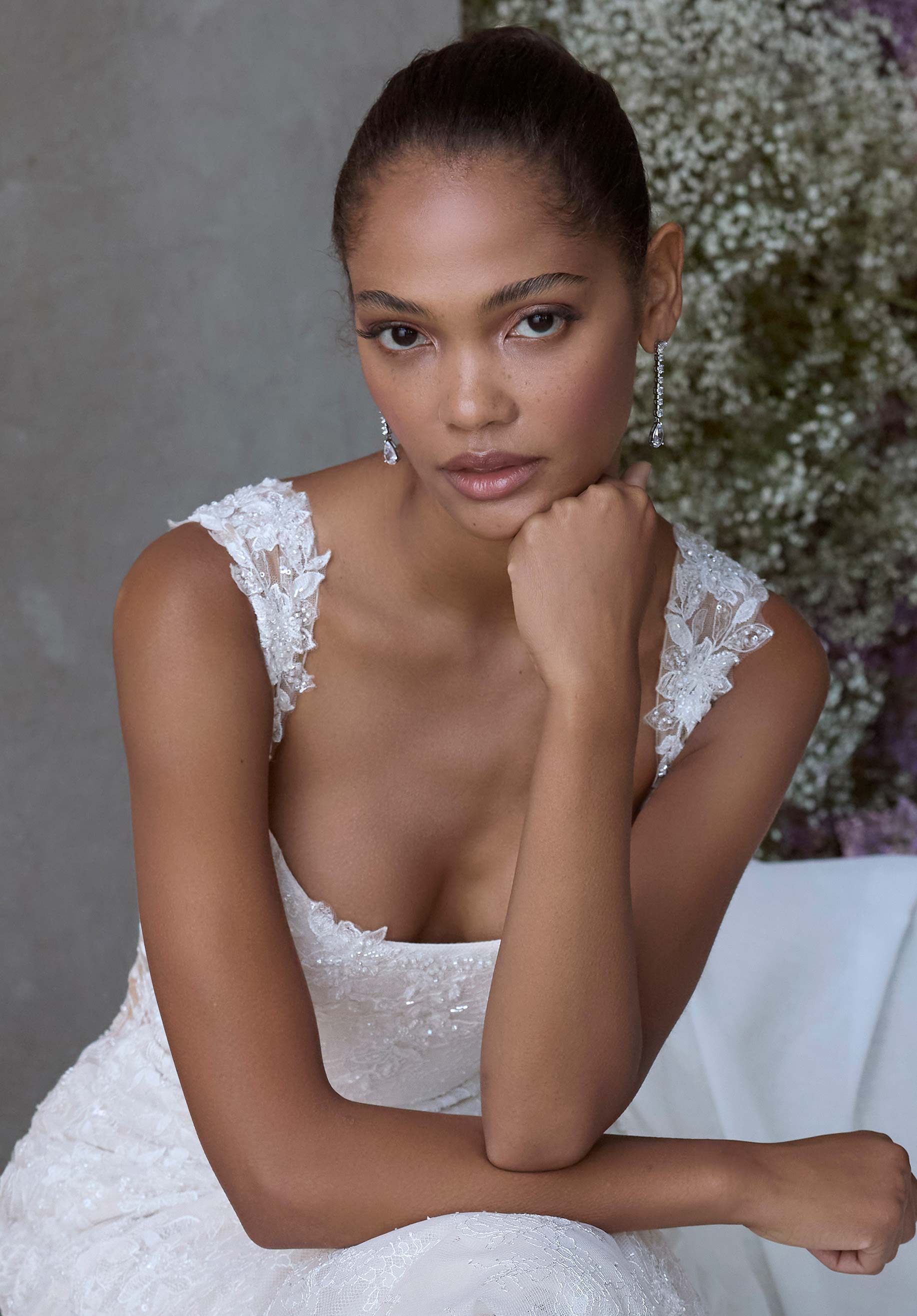 Wedding Dresses Long Wedding Bridal Fitted Dress MGNY Madeline Gardner New York 2919 Ivory/Ivory/Ivory