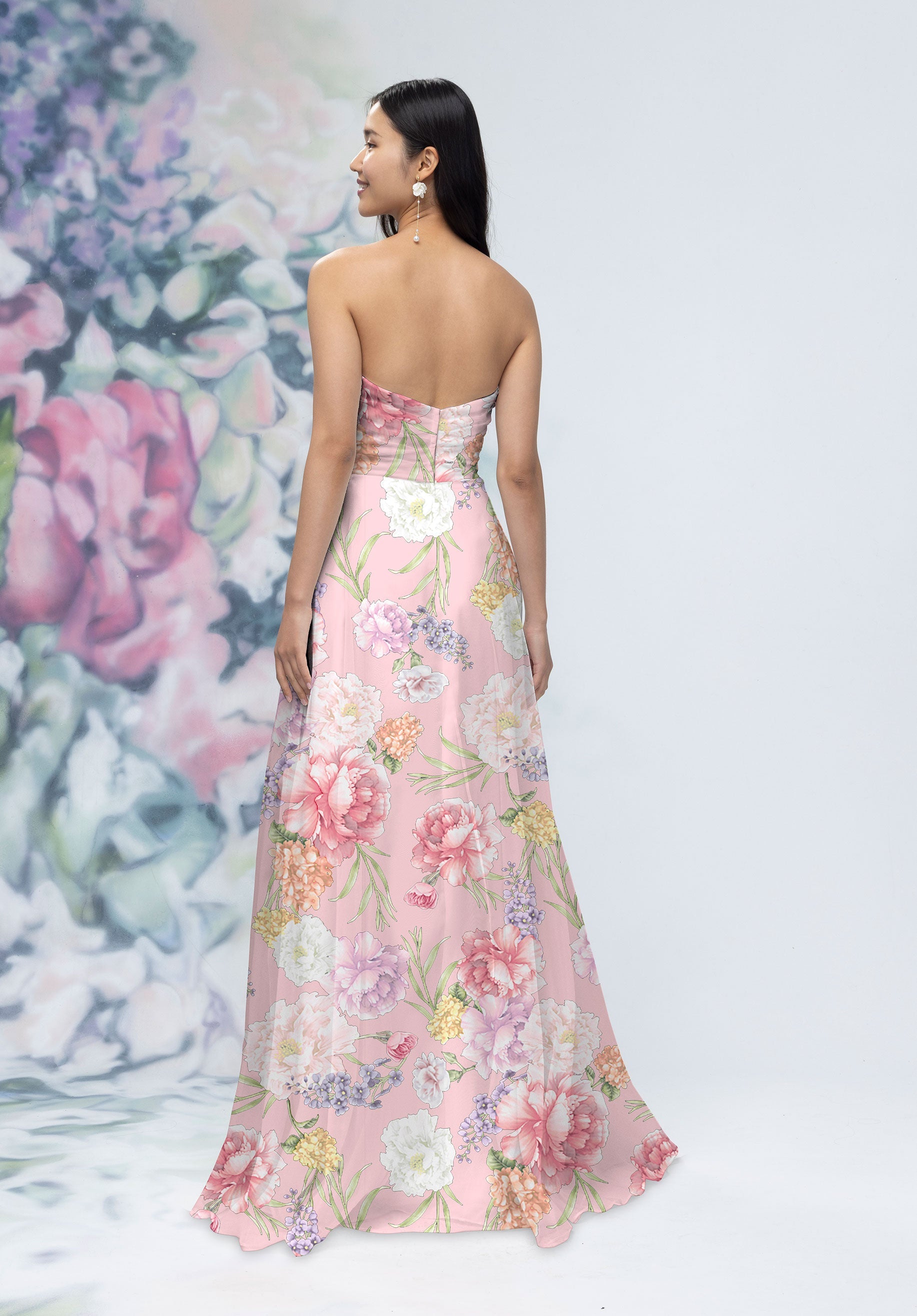 Prom Dresses Formal A Line Floral Long Prom Dress Rose/Violet/Pink