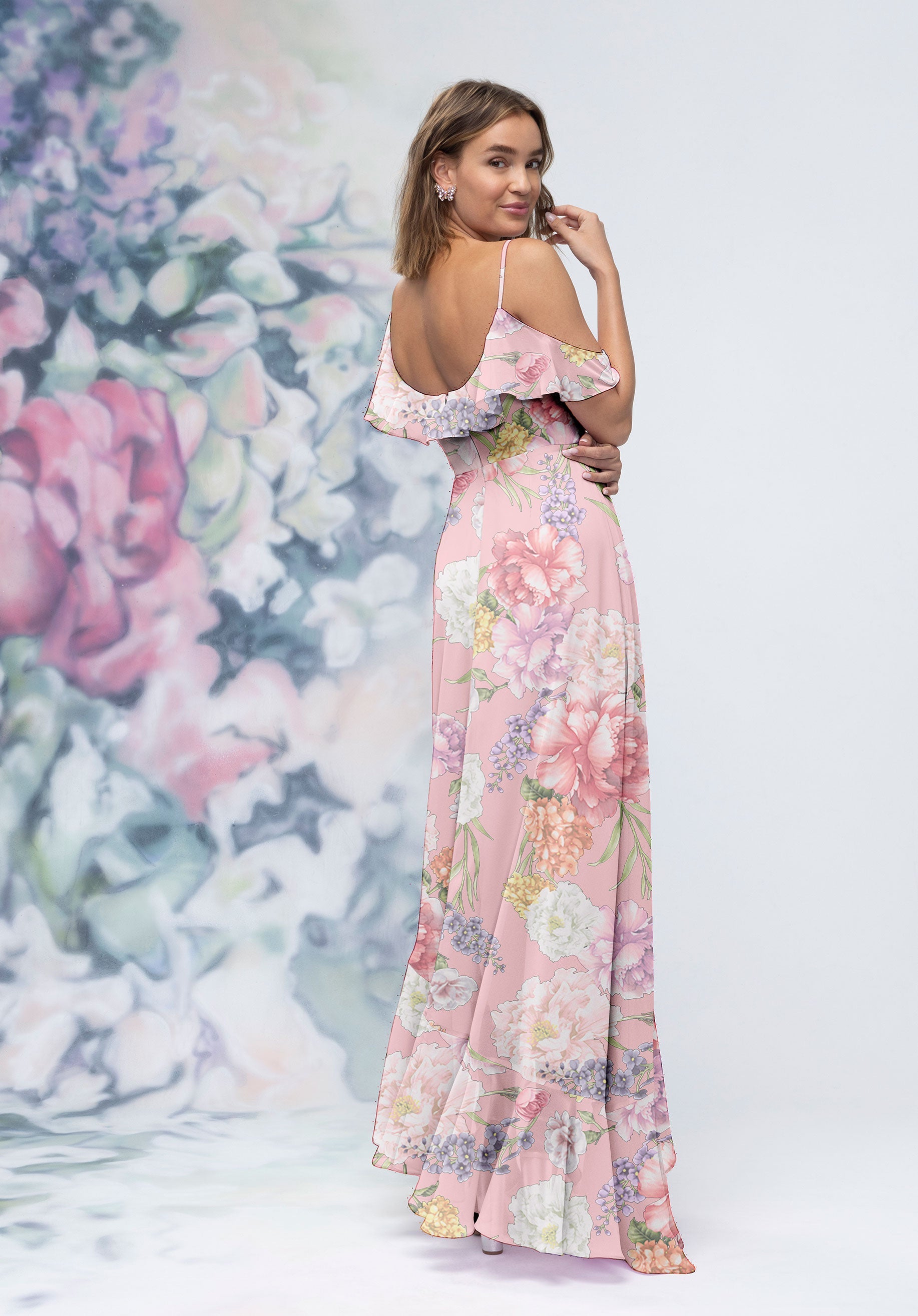 Prom Dresses Ruffle High Low Long Formal Prom Dress Rose/Violet/Pink