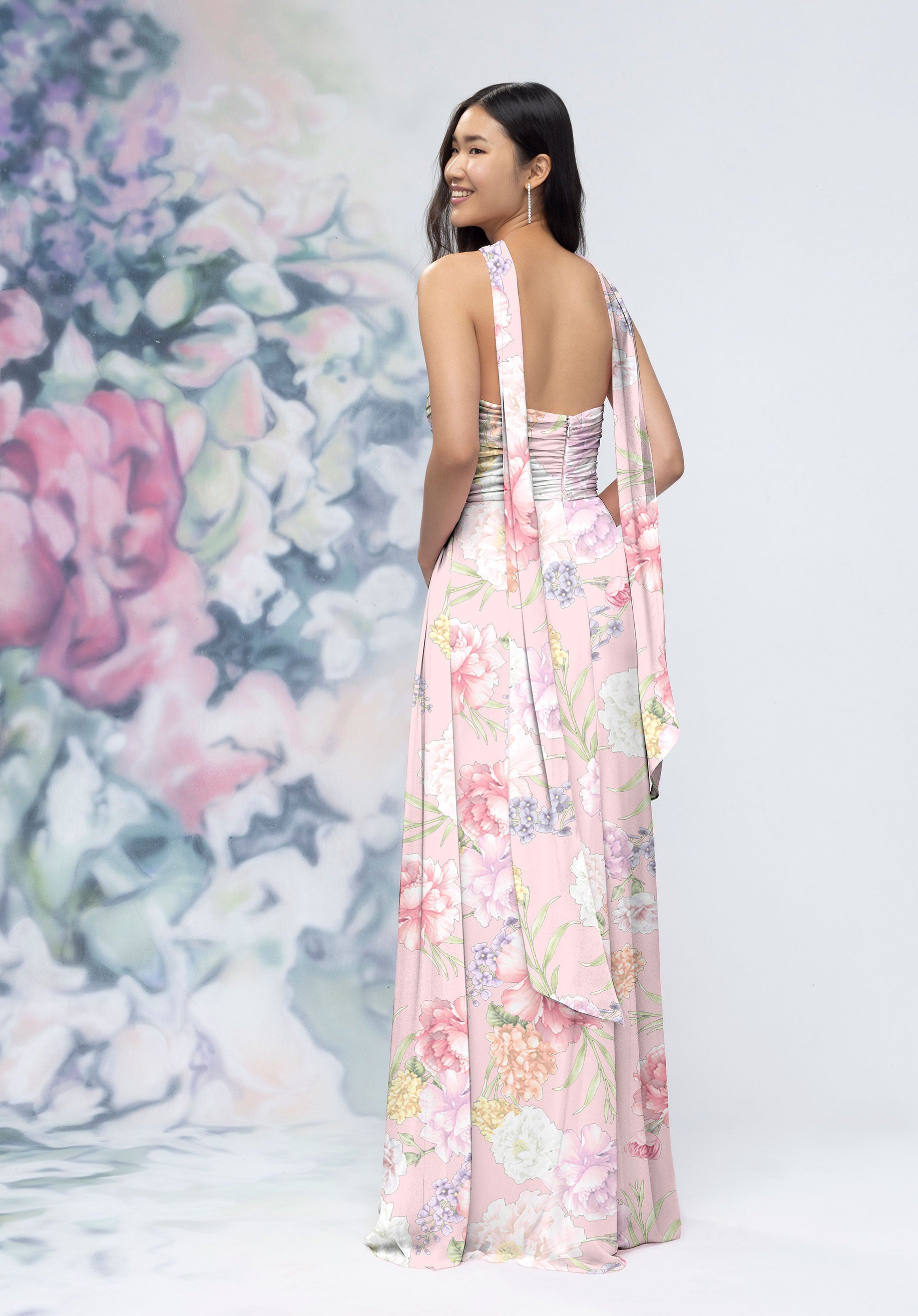 Prom Dresses Floral A Line Long Formal Prom Dress Rose/Violet/Pink