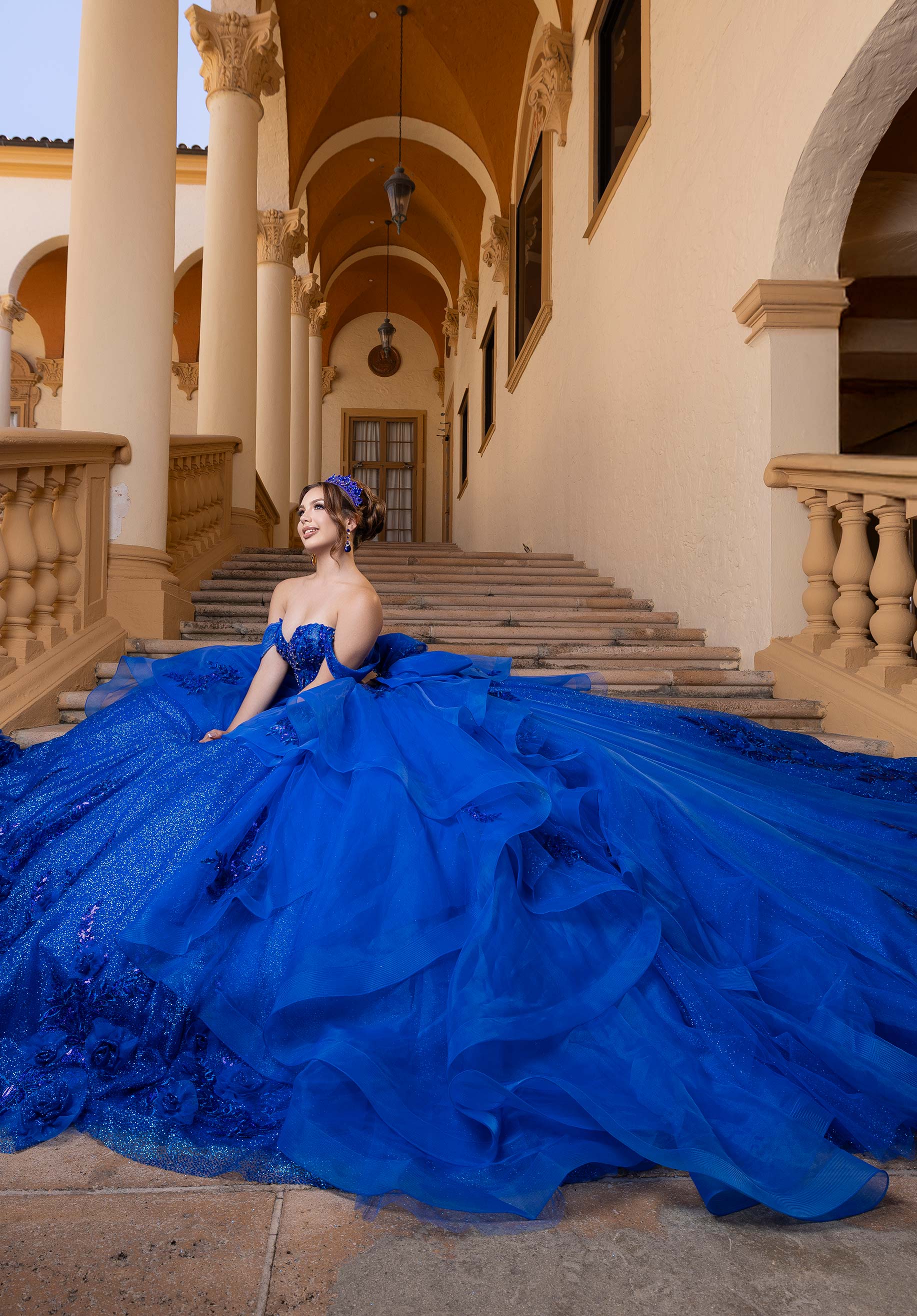 Off-the-Shoulder Floor-Length Tulle Quinceañera Ball Gown MGNY Madeline Gardner New York 4080000
