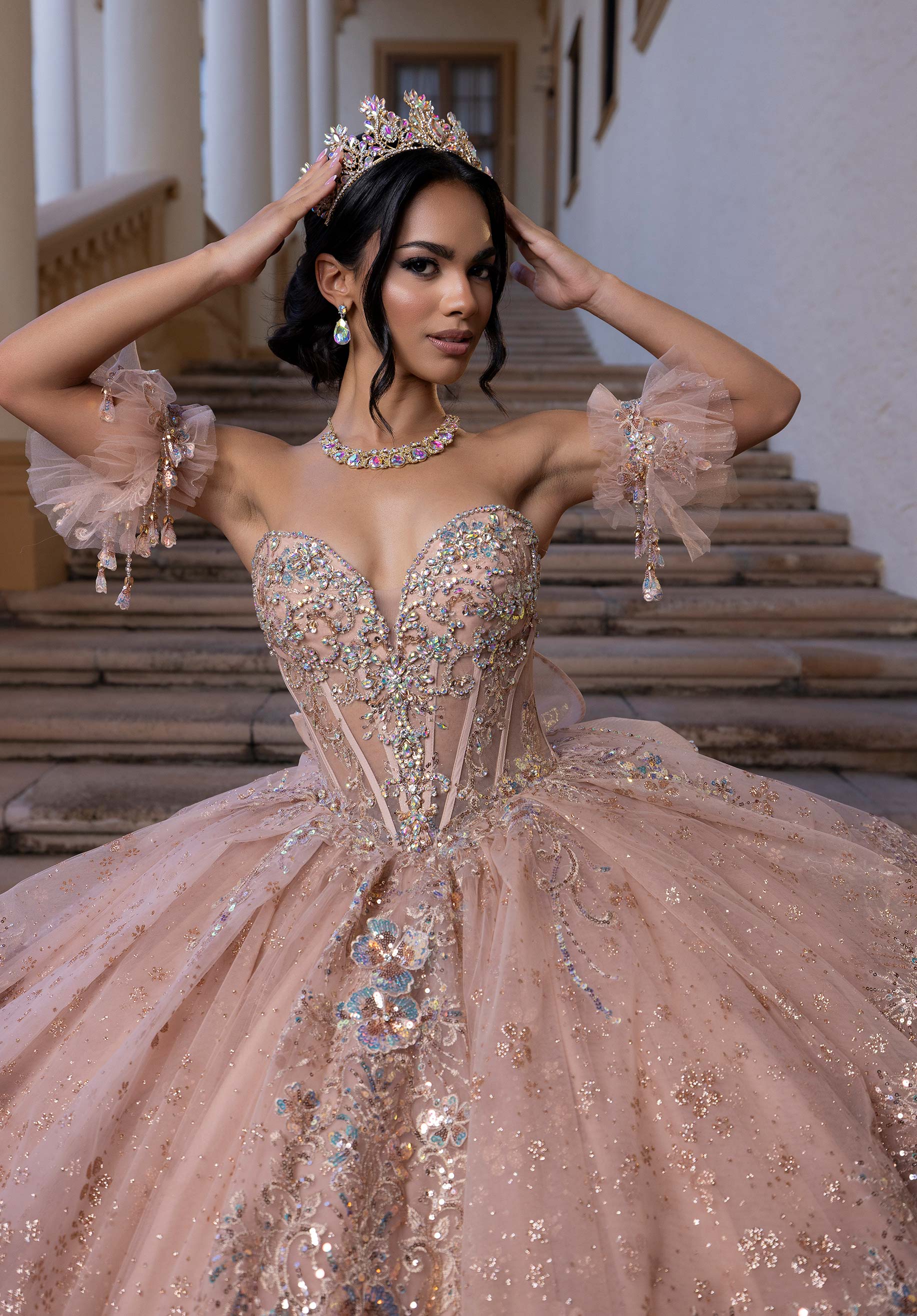 Sweetheart Floor-Length Tulle Quinceañera Ball Gown MGNY Madeline Gardner New York 4080002