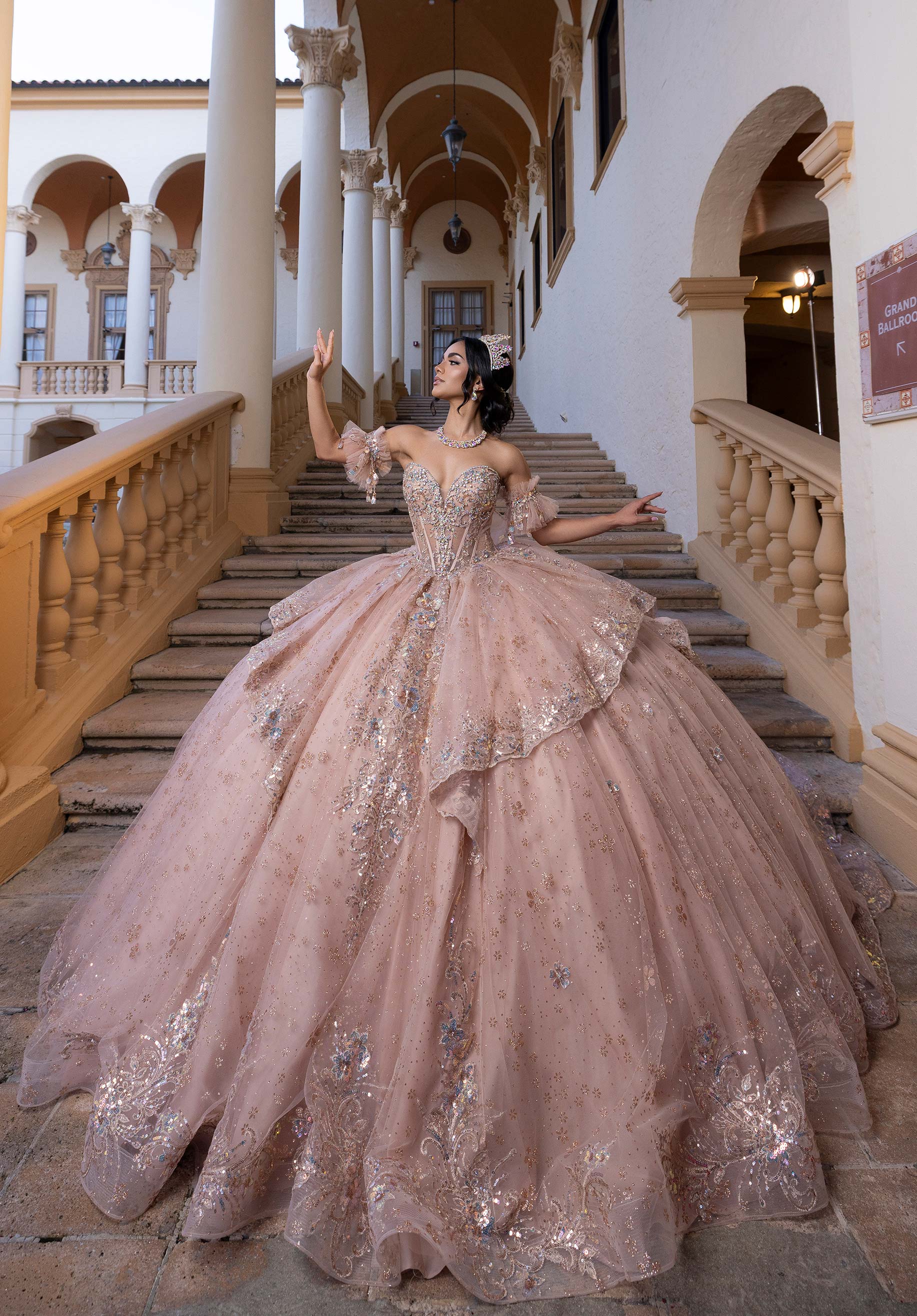 Sweetheart Floor-Length Tulle Quinceañera Ball Gown MGNY Madeline Gardner New York 4080002