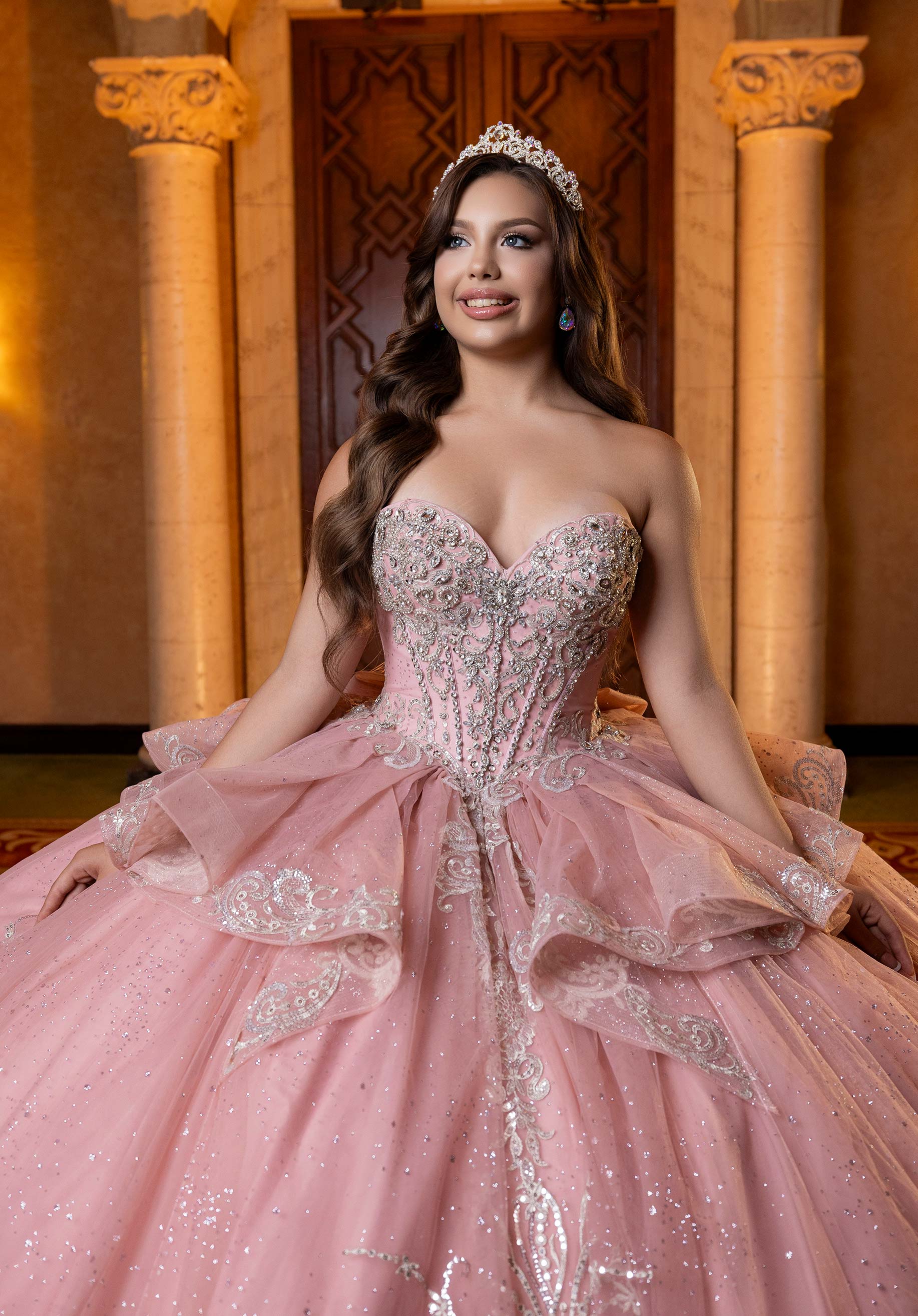 Off-the-Shoulder Floor-Length Tulle Quinceañera Ball Gown MGNY Madeline Gardner New York 4080003