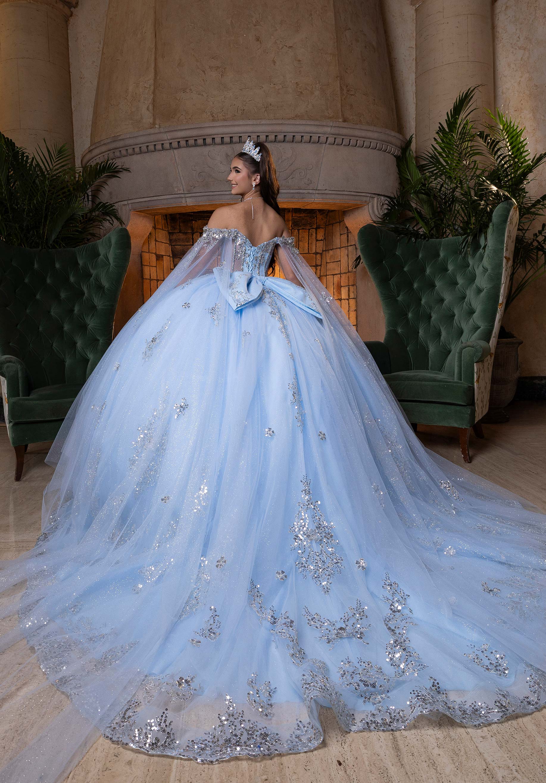 Off-the-Shoulder Floor-Length Tulle Quinceañera Ball Gown MGNY Madeline Gardner New York 4080004