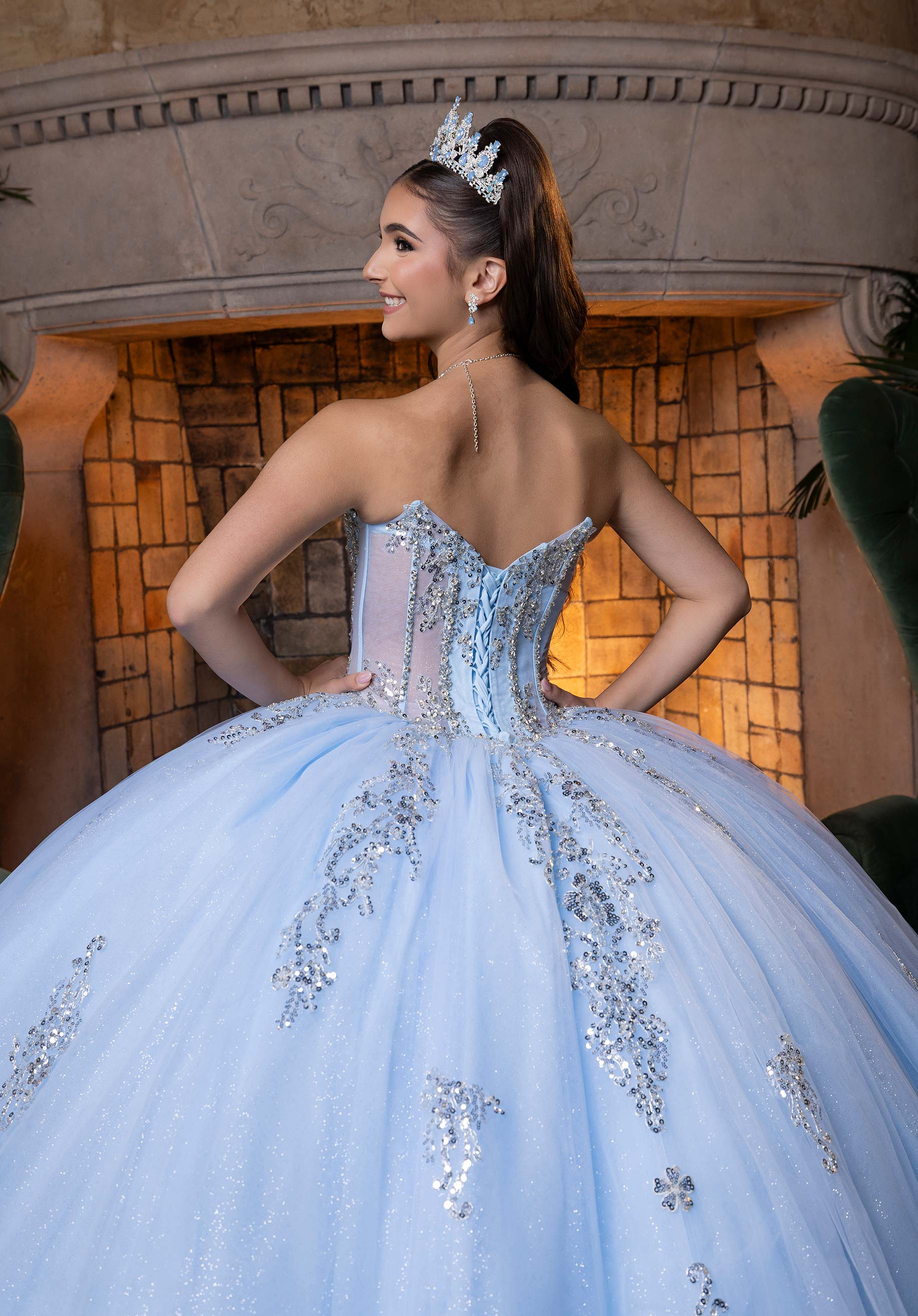 Off-the-Shoulder Floor-Length Tulle Quinceañera Ball Gown MGNY Madeline Gardner New York 4080004