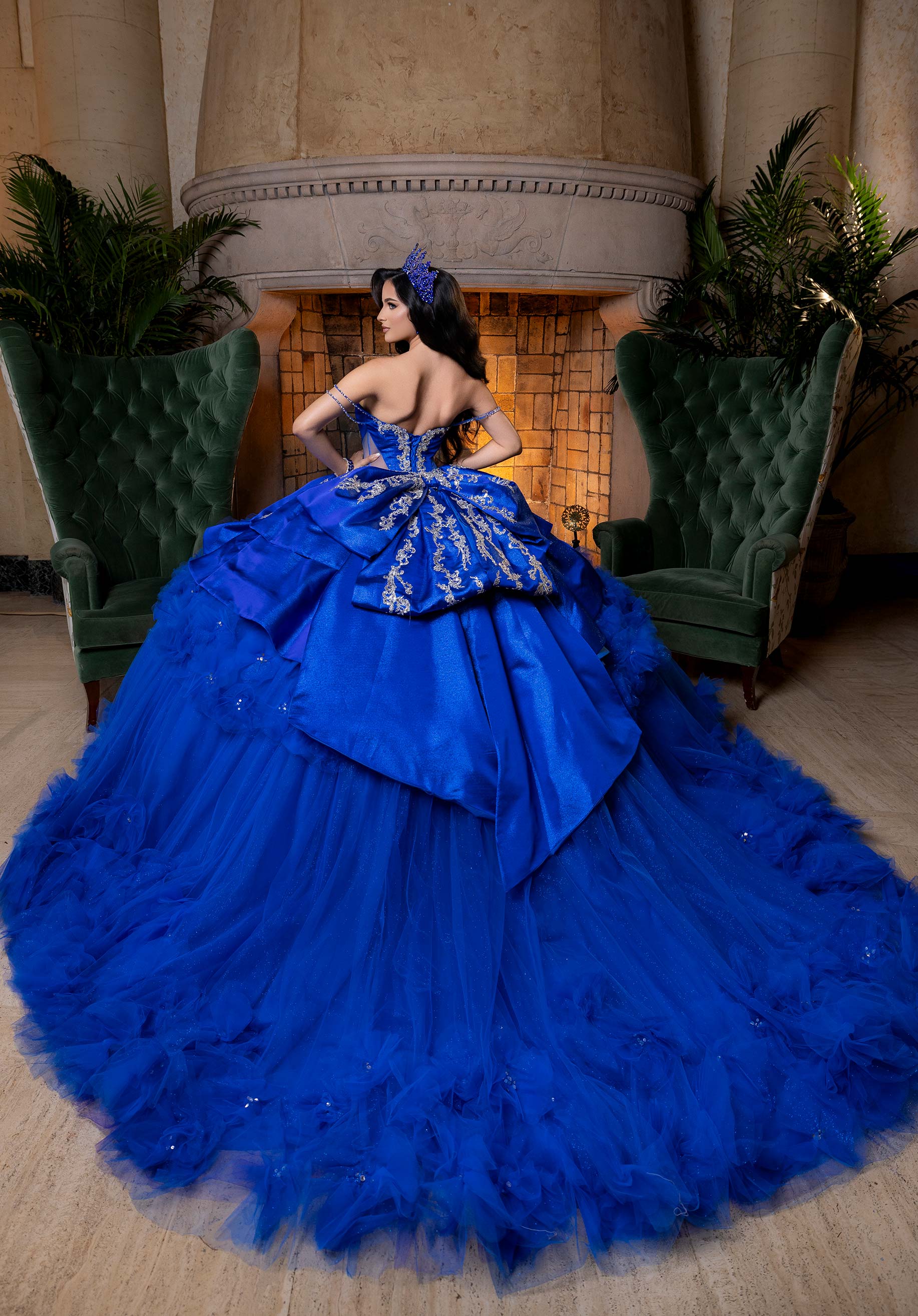 Strapless Curved Neck Floor-Length Tulle Quinceañera Ball Gown MGNY Madeline Gardner New York 4080007