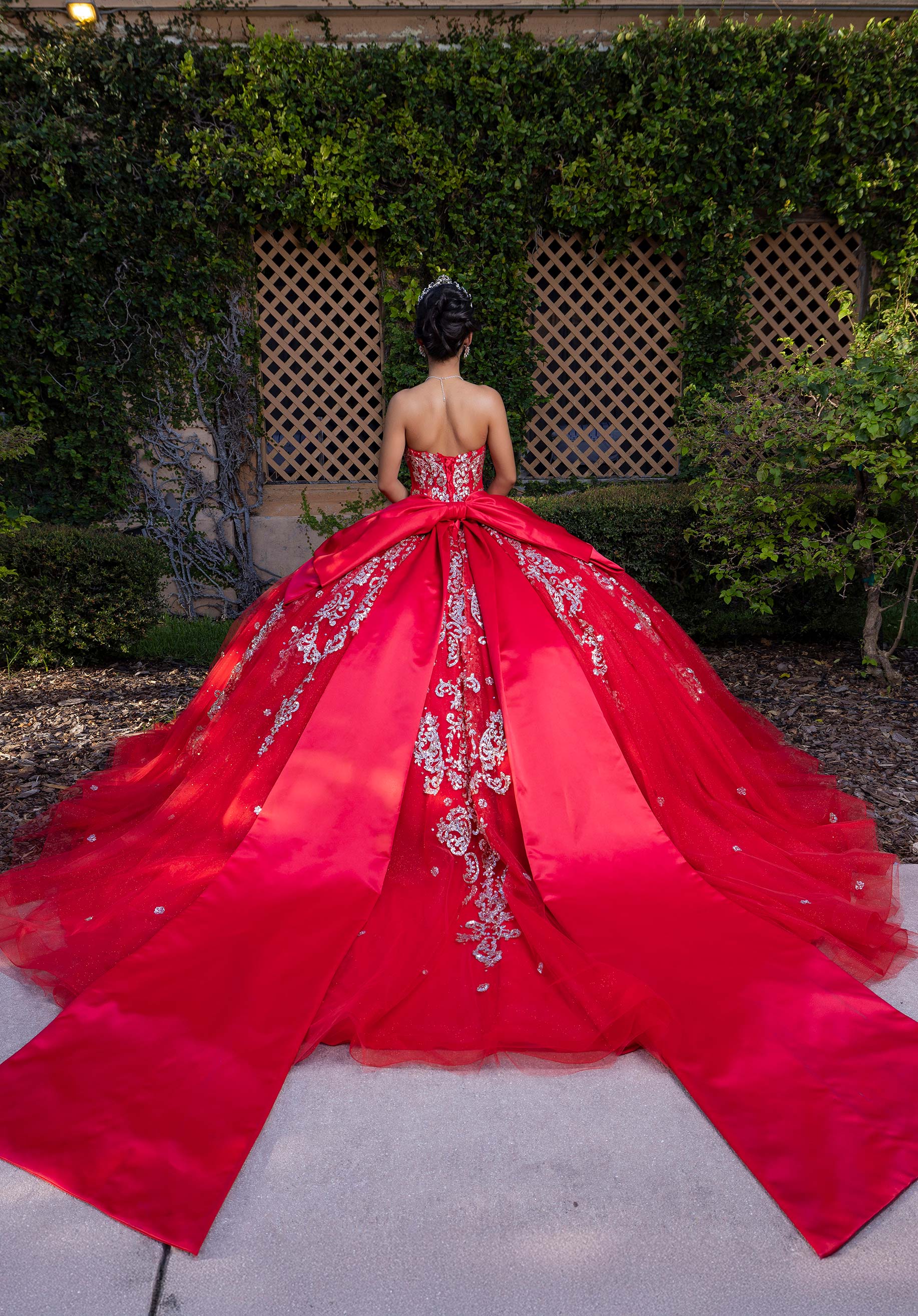 Strapless Curved Neck Floor-Length Tulle Quinceañera Ball Gown MGNY Madeline Gardner New York 4080008