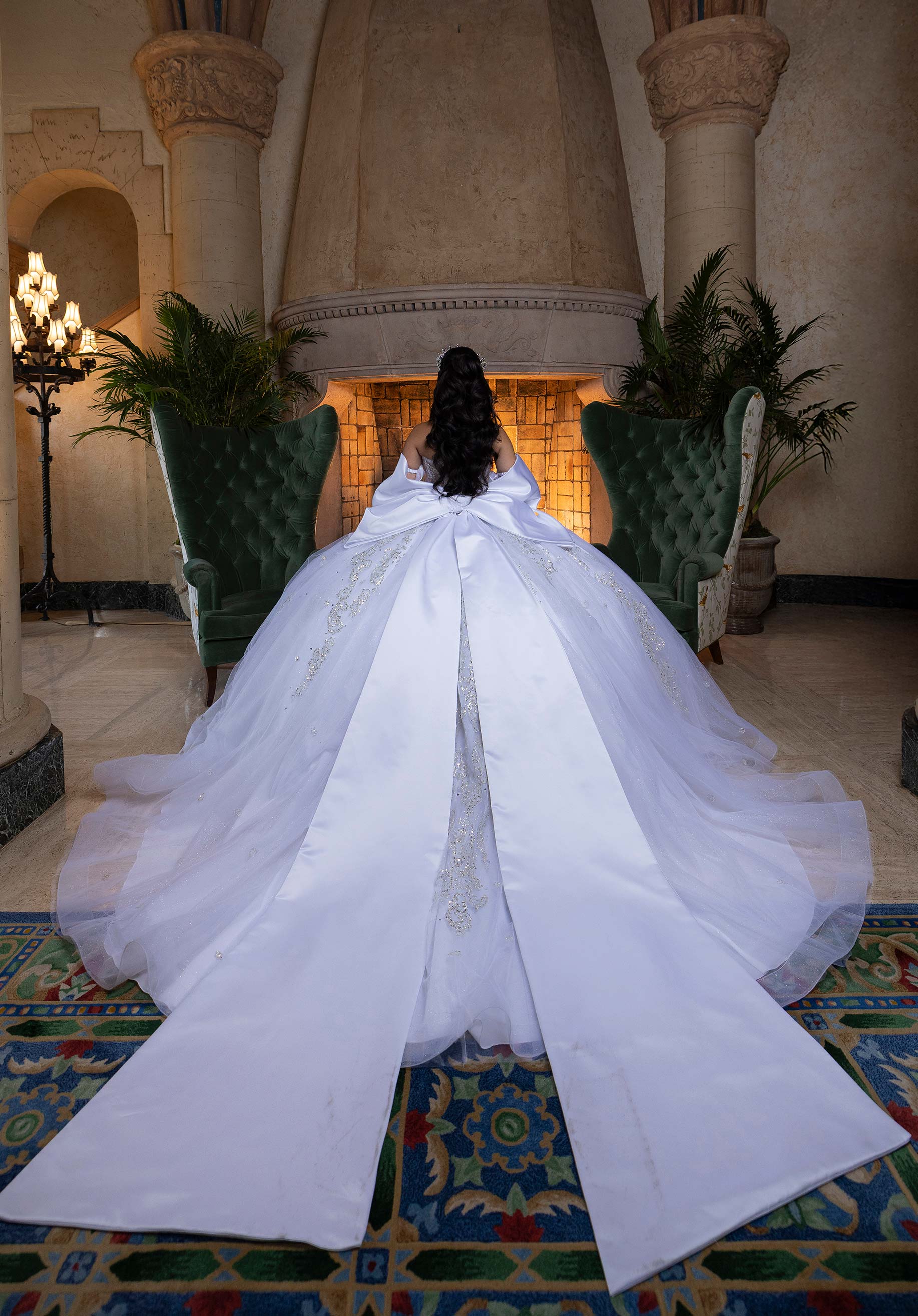 Strapless Curved Neck Floor-Length Tulle Quinceañera Ball Gown MGNY Madeline Gardner New York 4080008