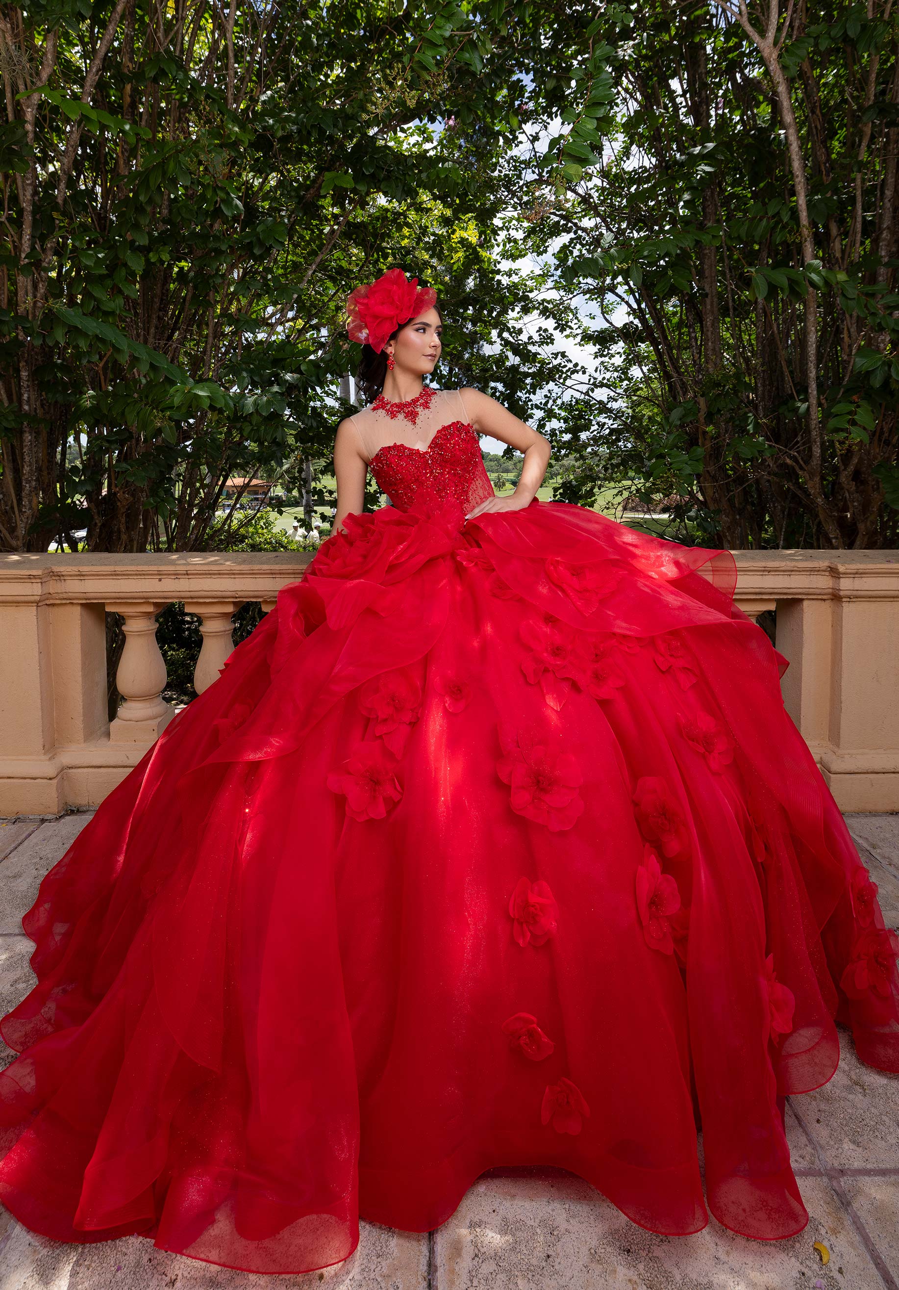 Illusion Floor-Length Tulle Quinceañera Ball Gown MGNY Madeline Gardner New York 4080012