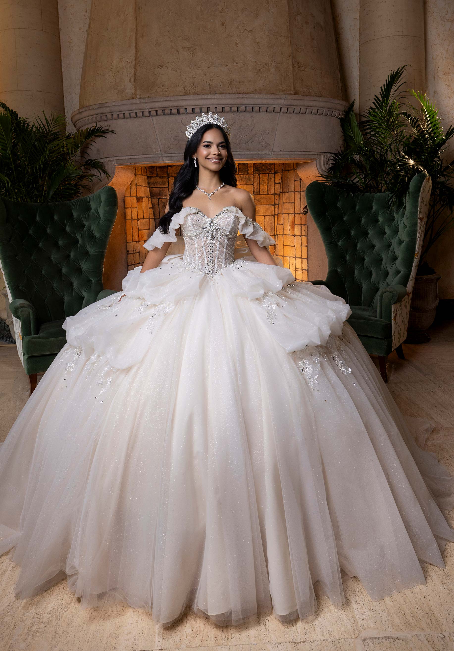 Sweetheart Floor-Length Tulle Quinceañera Ball Gown MGNY Madeline Gardner New York 4080014