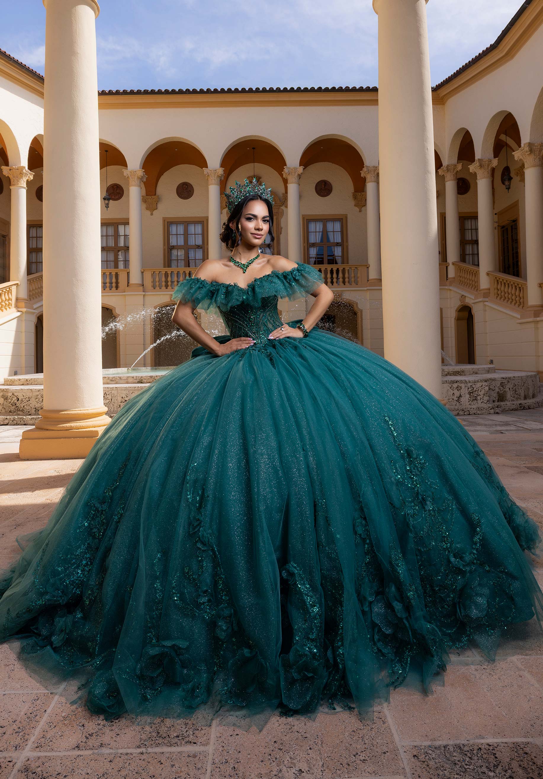 Off-the-Shoulder Floor-Length Tulle Formal Ball Gown MGNY Madeline Gardner New York 4080015