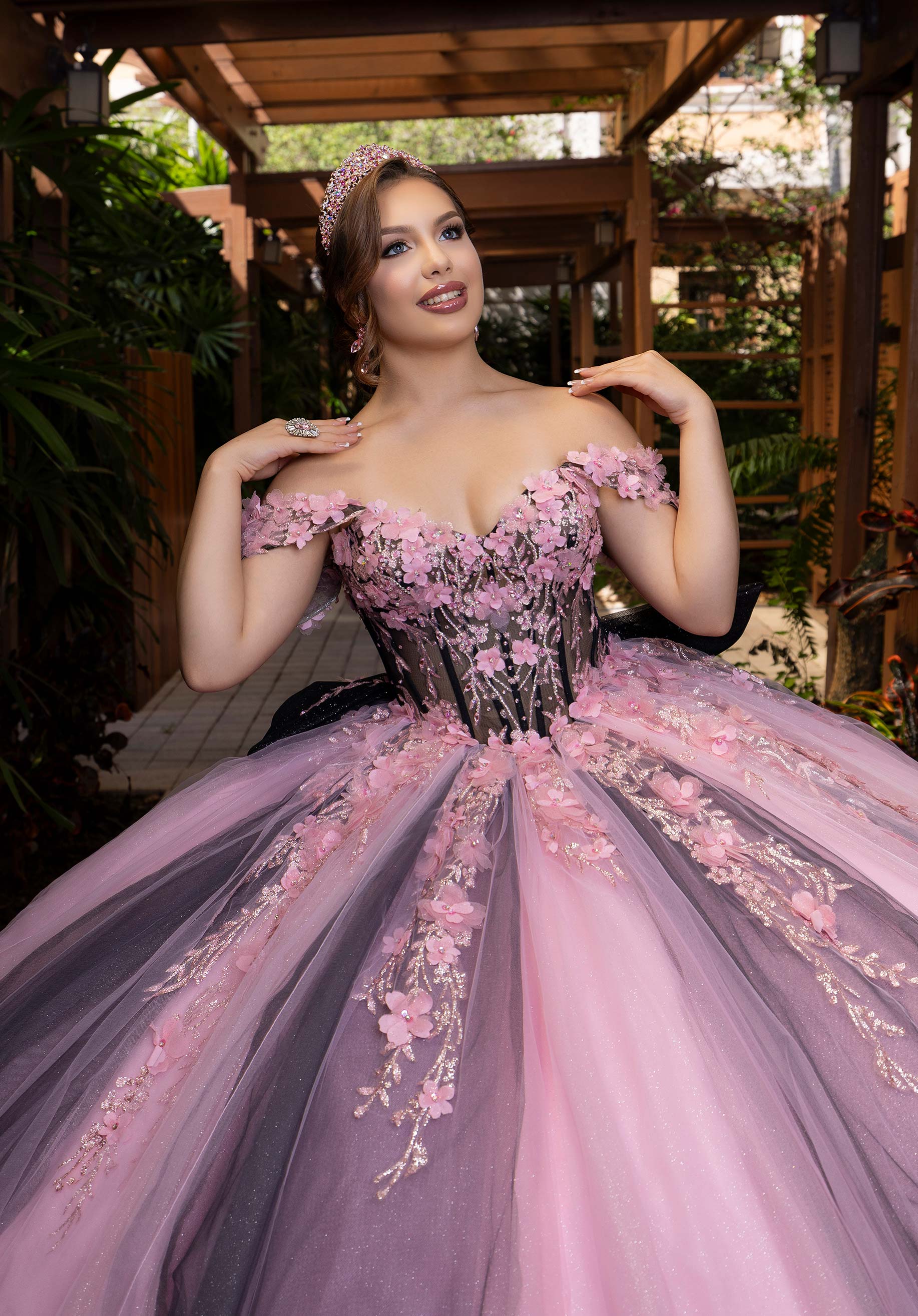 Off-the-Shoulder Floor-Length Tulle Quinceañera Ball Gown MGNY Madeline Gardner New York 4080018