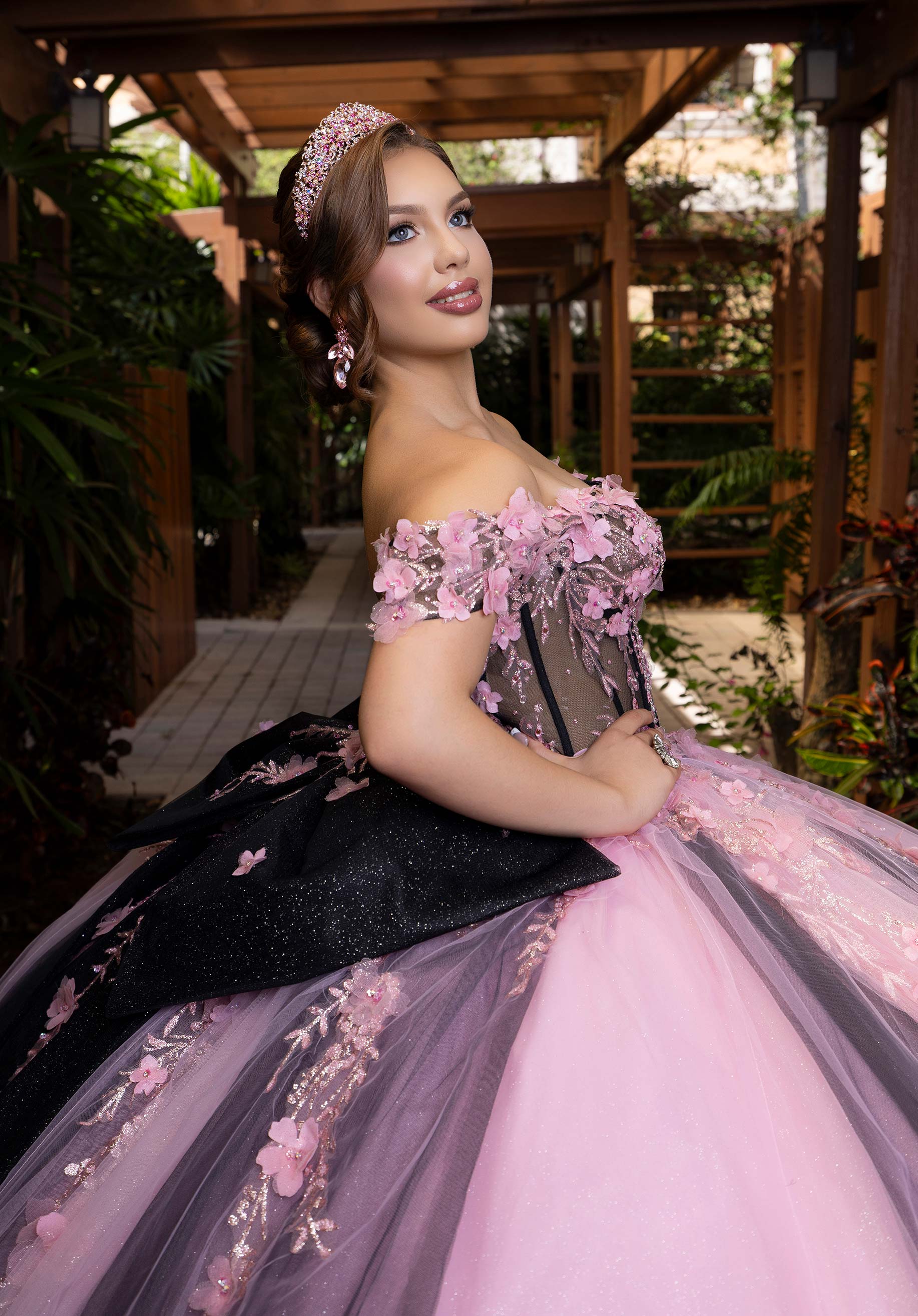 Off-the-Shoulder Floor-Length Tulle Quinceañera Ball Gown MGNY Madeline Gardner New York 4080018