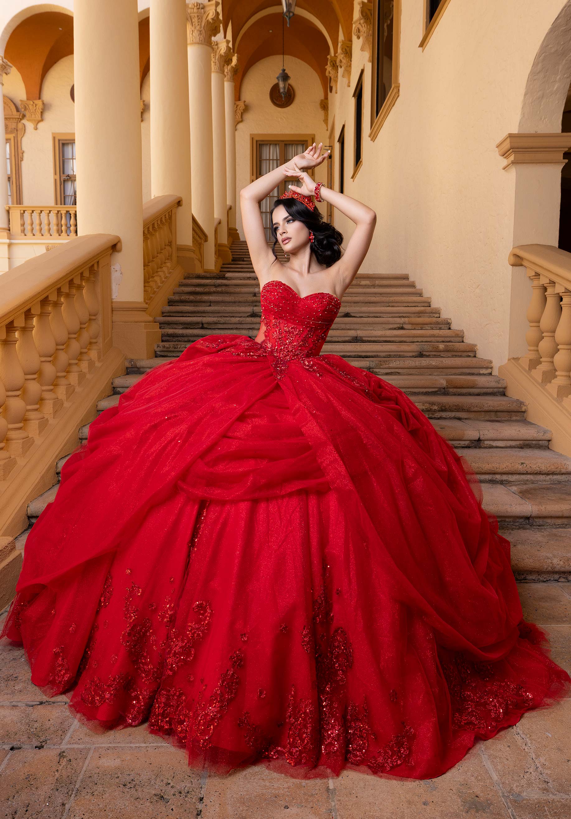 Off-the-Shoulder Floor-Length Tulle Quinceañera Ball Gown MGNY Madeline Gardner New York 4080019