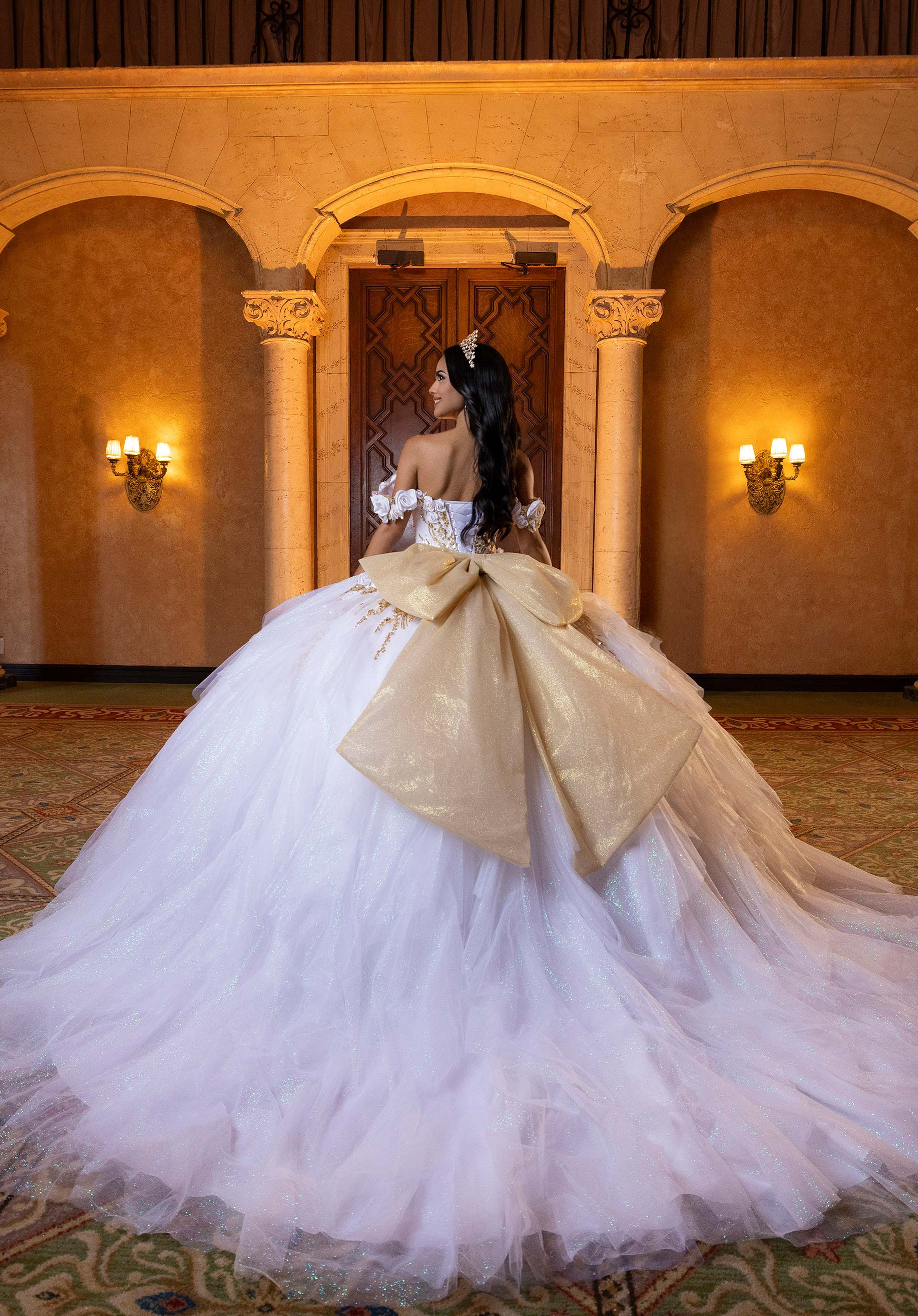 Off-the-Shoulder Floor-Length Tulle Quinceañera Ball Gown MGNY Madeline Gardner New York 4080020