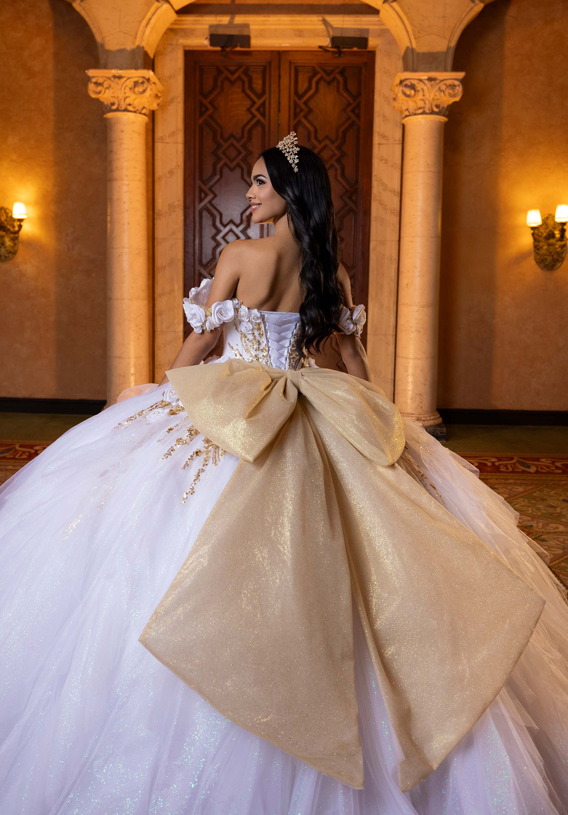 Off-the-Shoulder Floor-Length Tulle Quinceañera Ball Gown MGNY Madeline Gardner New York 4080020