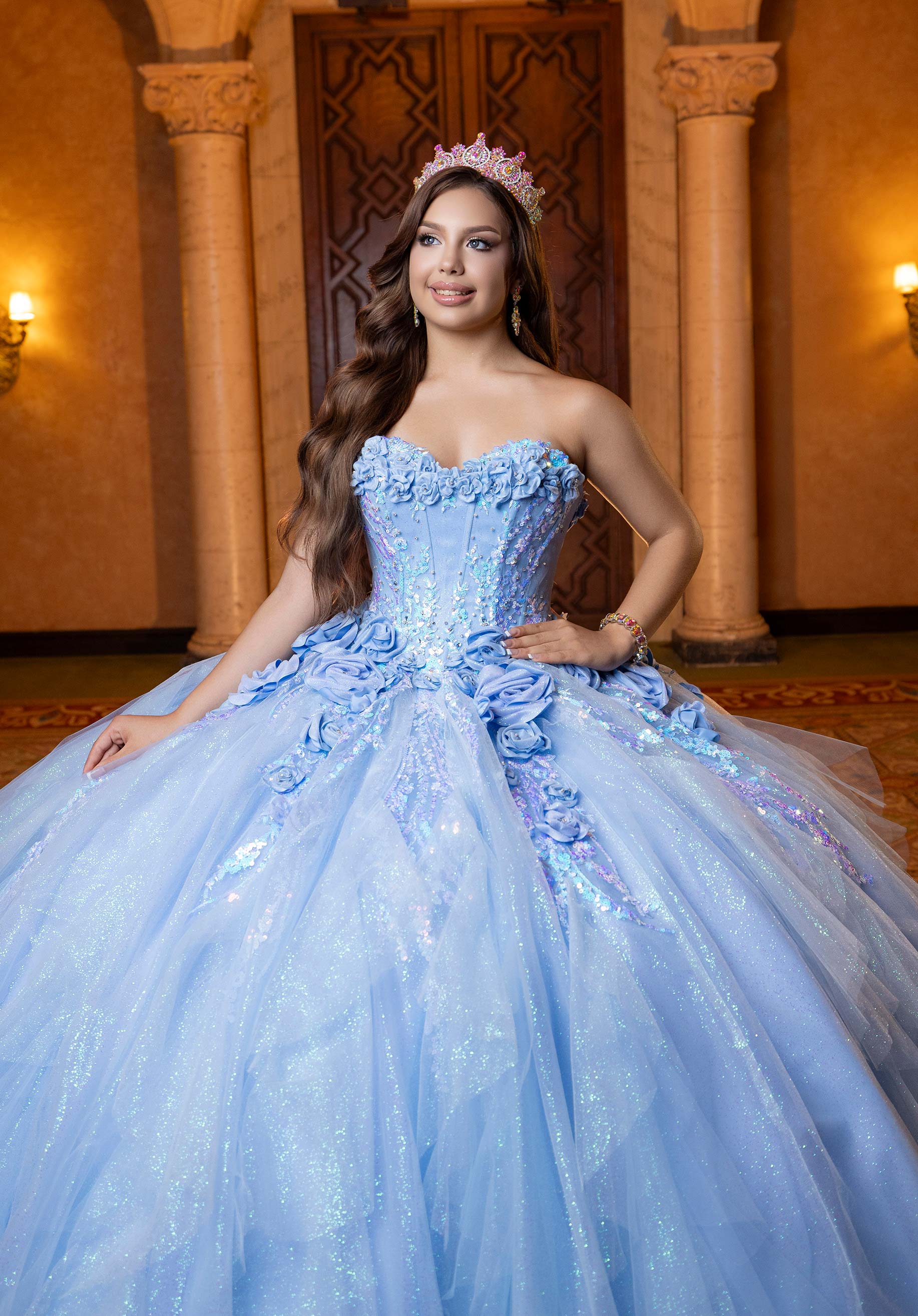 Off-the-Shoulder Floor-Length Tulle Quinceañera Ball Gown MGNY Madeline Gardner New York 4080020