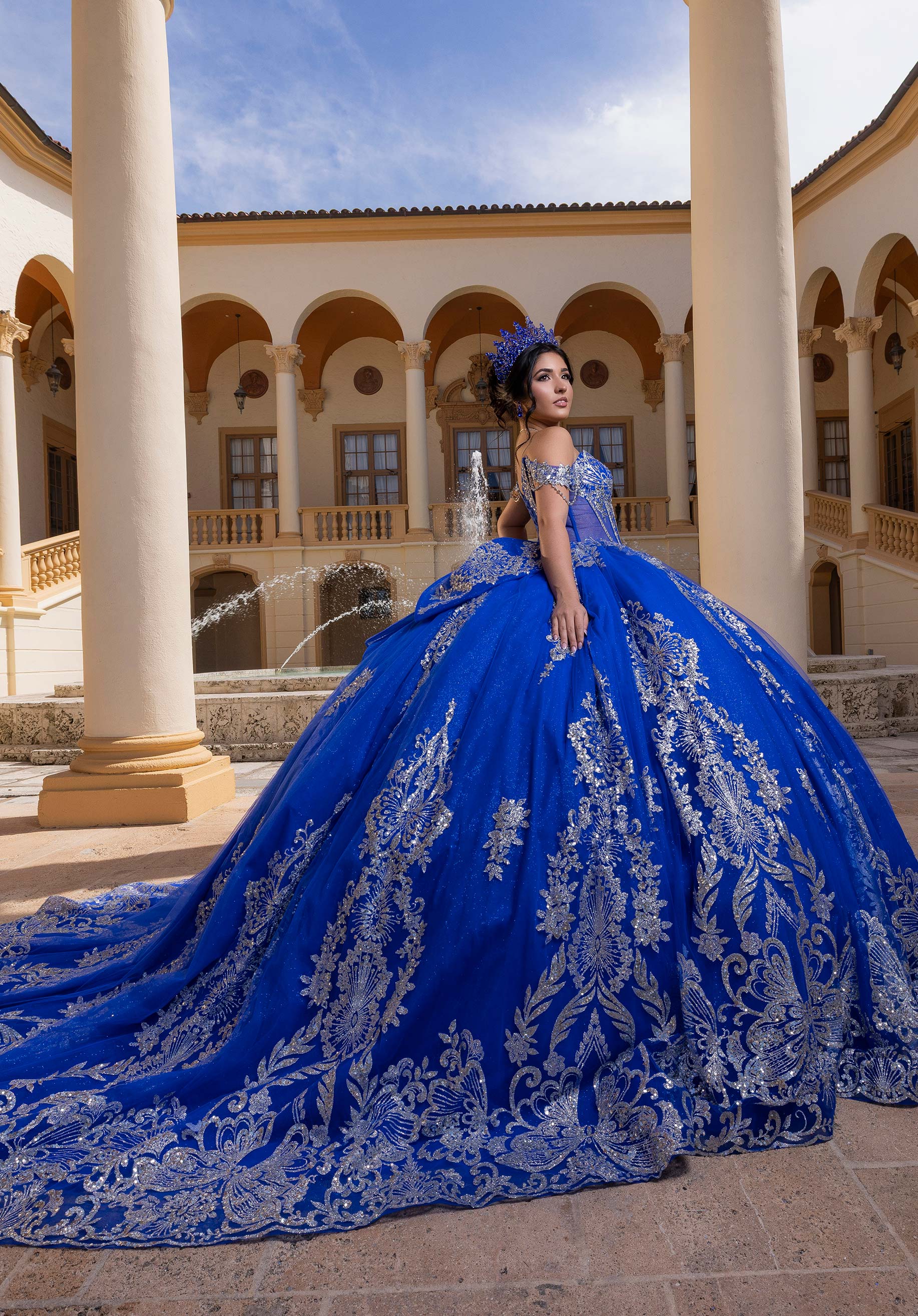 Strapless Curved Neck Floor-Length Tulle Quinceañera Ball Gown MGNY Madeline Gardner New York 4080021