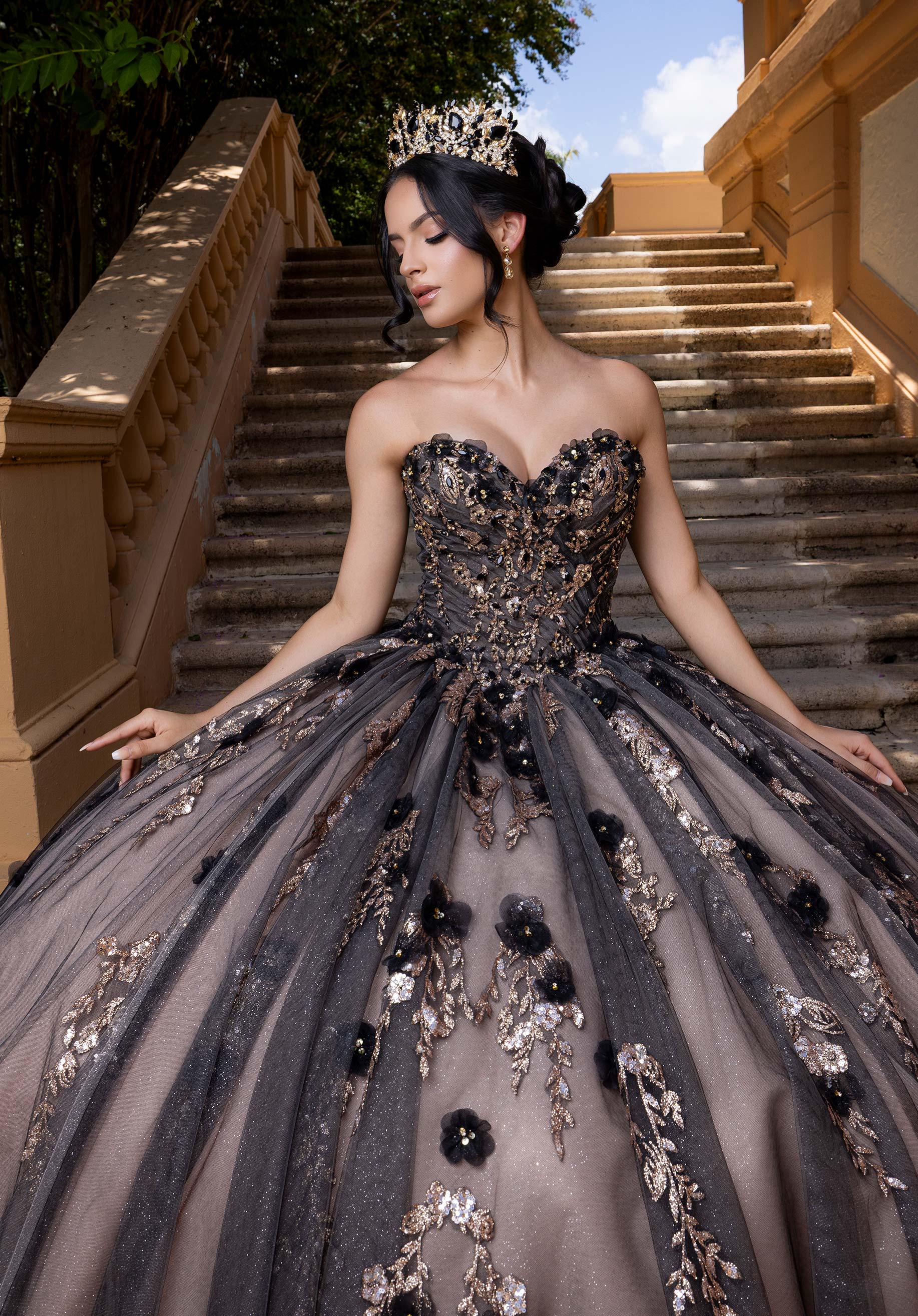 Off-the-Shoulder Floor-Length Tulle Quinceañera Ball Gown MGNY Madeline Gardner New York 4080022