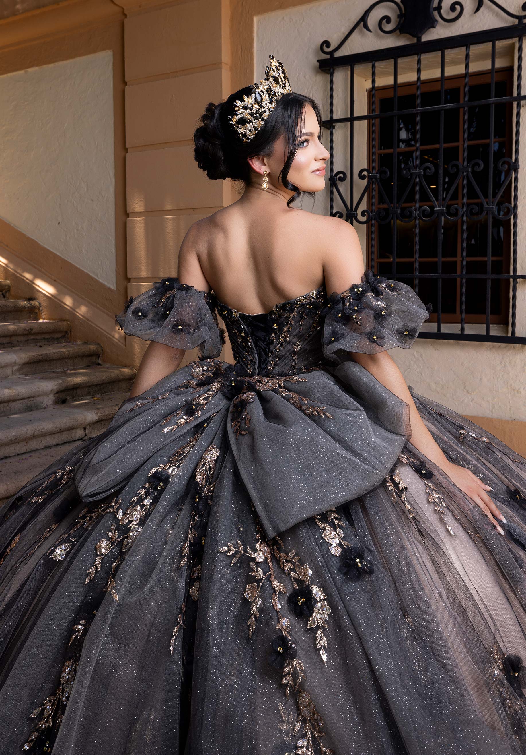 Off-the-Shoulder Floor-Length Tulle Quinceañera Ball Gown MGNY Madeline Gardner New York 4080022