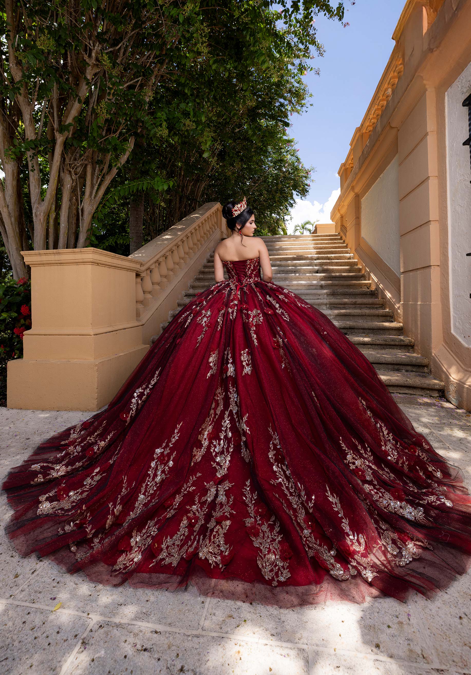 Off-the-Shoulder Floor-Length Tulle Quinceañera Ball Gown MGNY Madeline Gardner New York 4080022