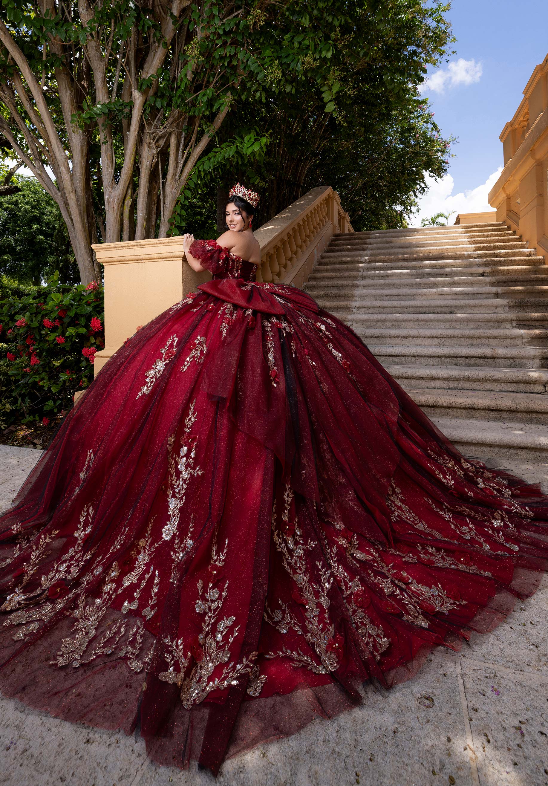 Off-the-Shoulder Floor-Length Tulle Quinceañera Ball Gown MGNY Madeline Gardner New York 4080022