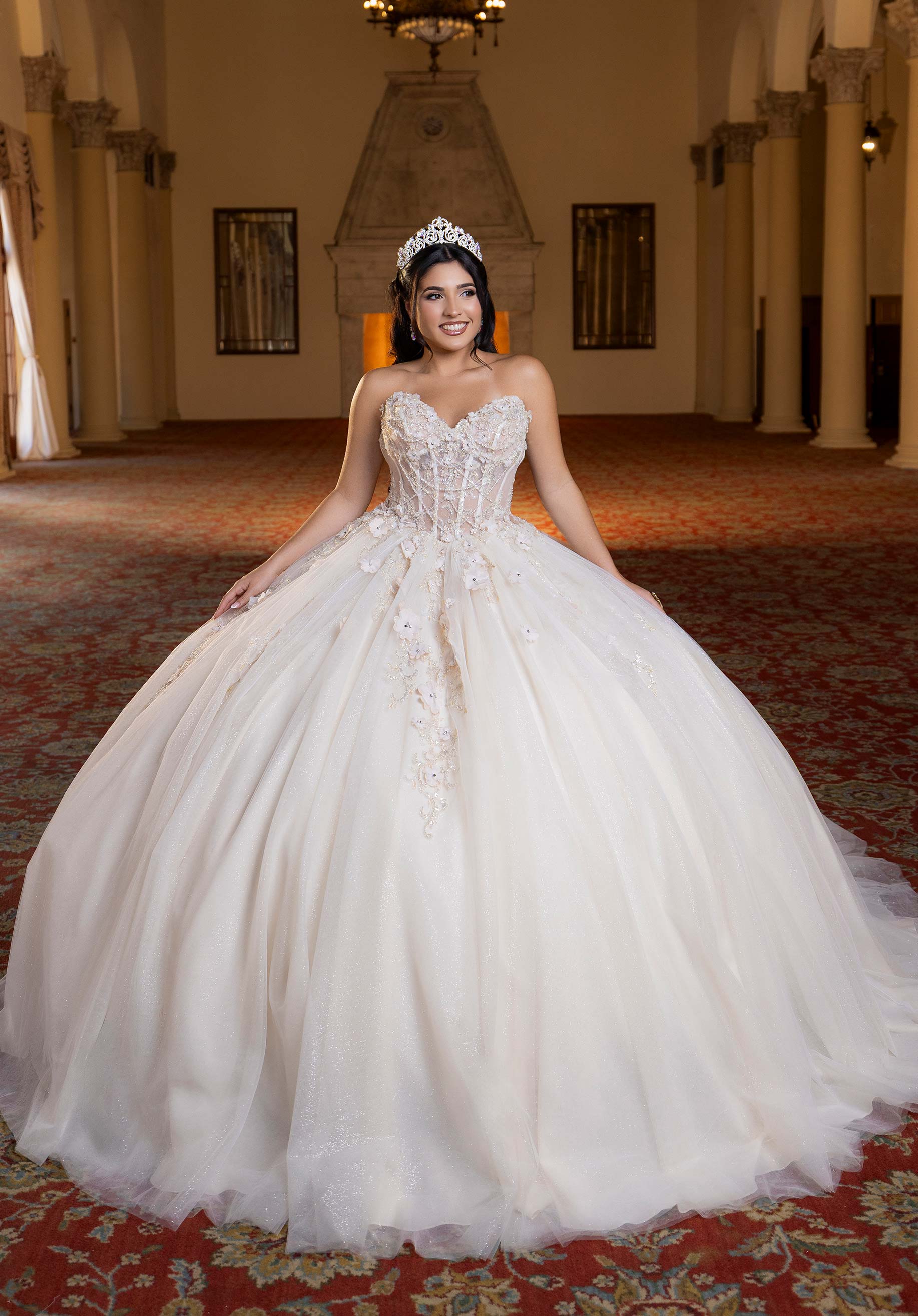 Sweetheart Floor-Length Tulle Quinceañera Ball Gown MGNY Madeline Gardner New York 4080023