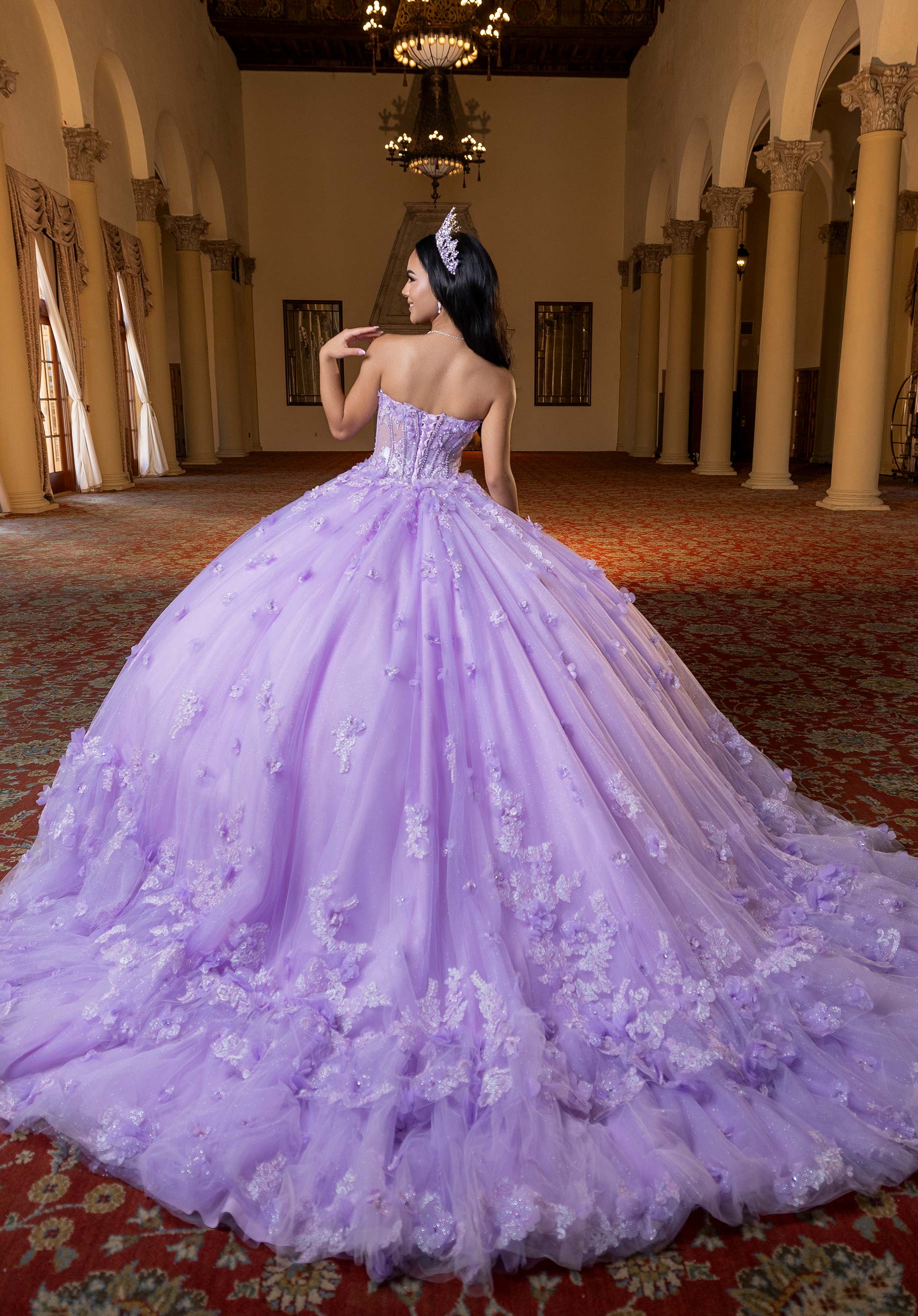 Off-the-Shoulder Floor-Length Tulle Quinceañera Ball Gown MGNY Madeline Gardner New York 4080024