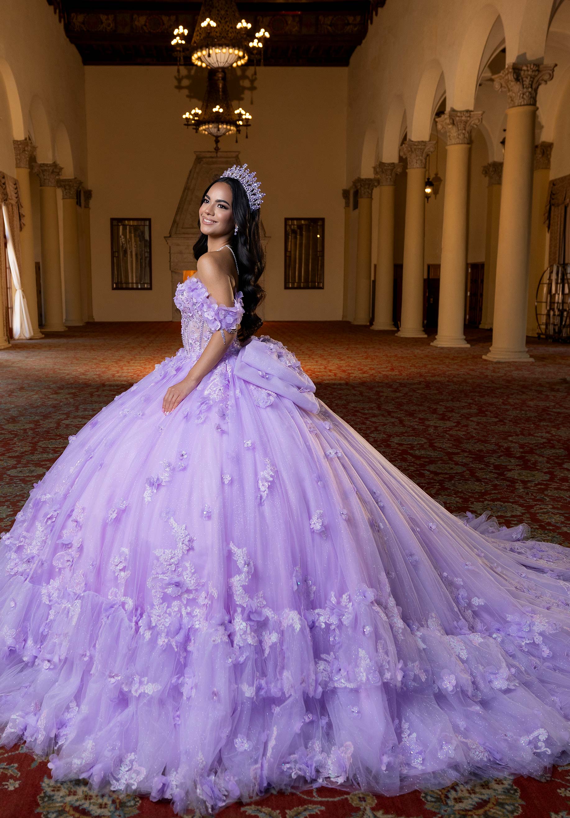 Off-the-Shoulder Floor-Length Tulle Quinceañera Ball Gown MGNY Madeline Gardner New York 4080024