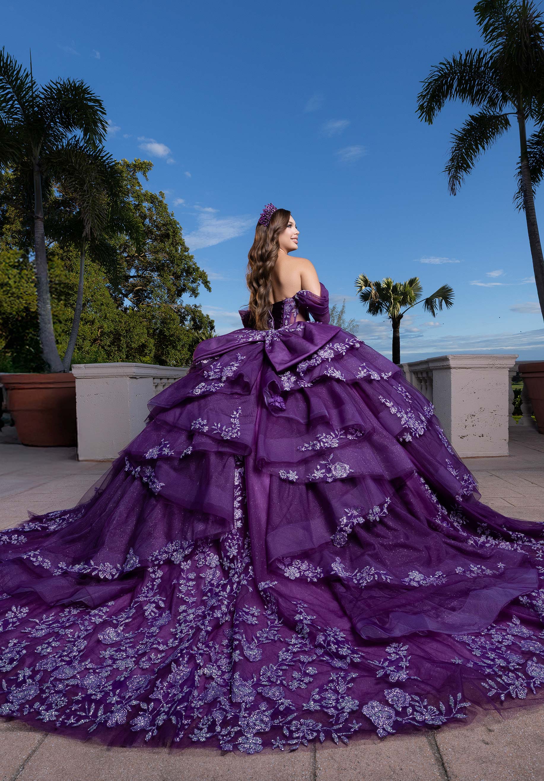 Off-the-Shoulder Floor-Length Tulle Quinceañera Ball Gown MGNY Madeline Gardner New York 4080027