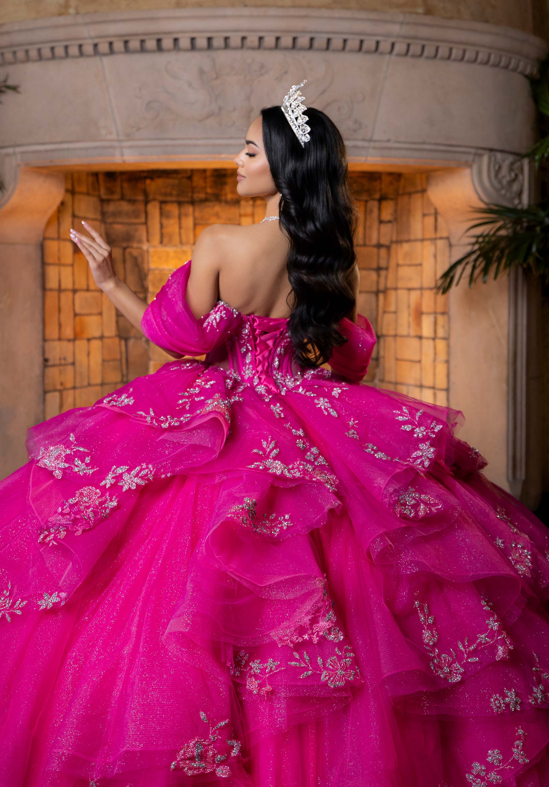 Off-the-Shoulder Floor-Length Tulle Quinceañera Ball Gown MGNY Madeline Gardner New York 4080027