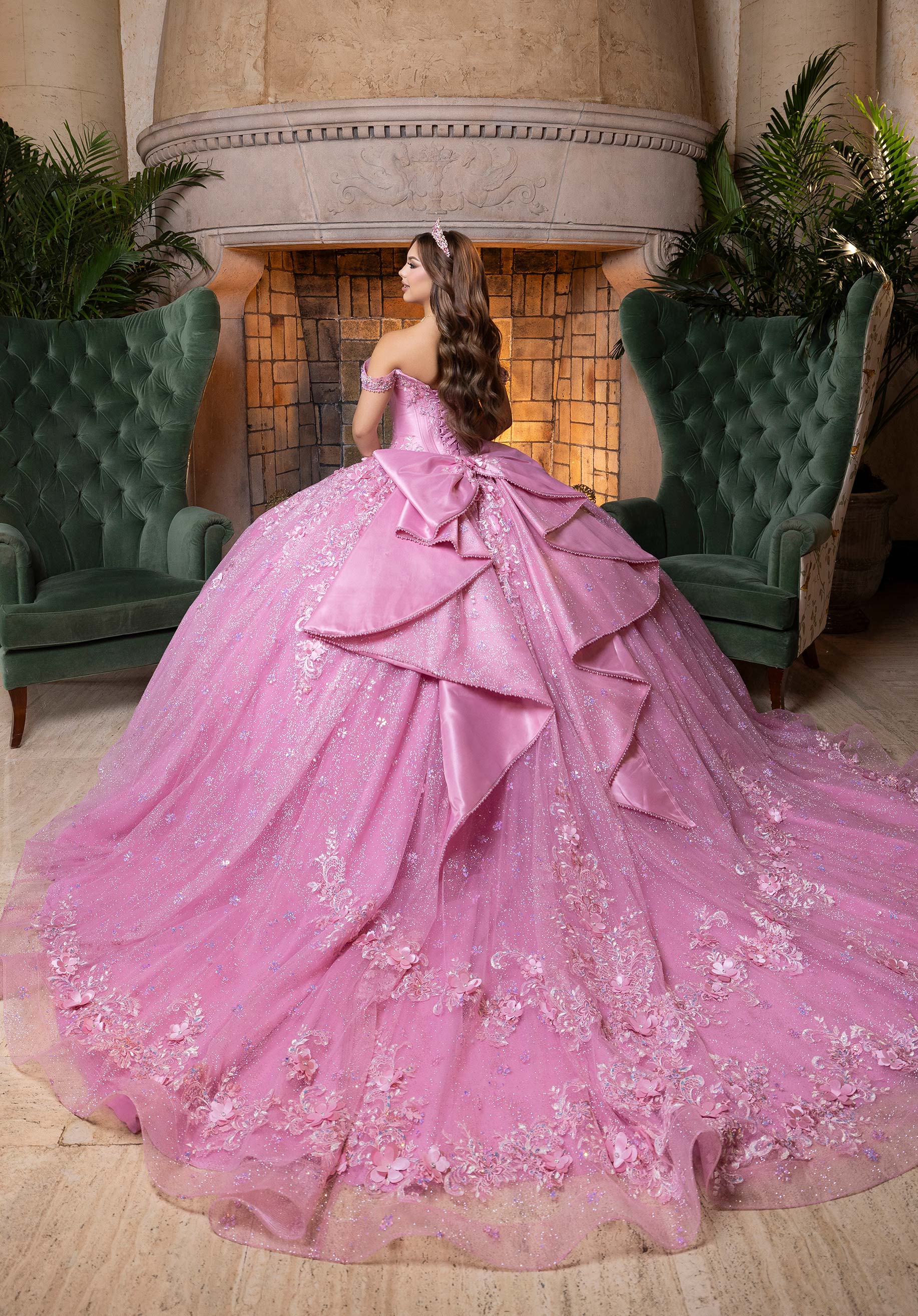Strapless Curved Neck Floor-Length Tulle Quinceañera Ball Gown MGNY Madeline Gardner New York 4080029