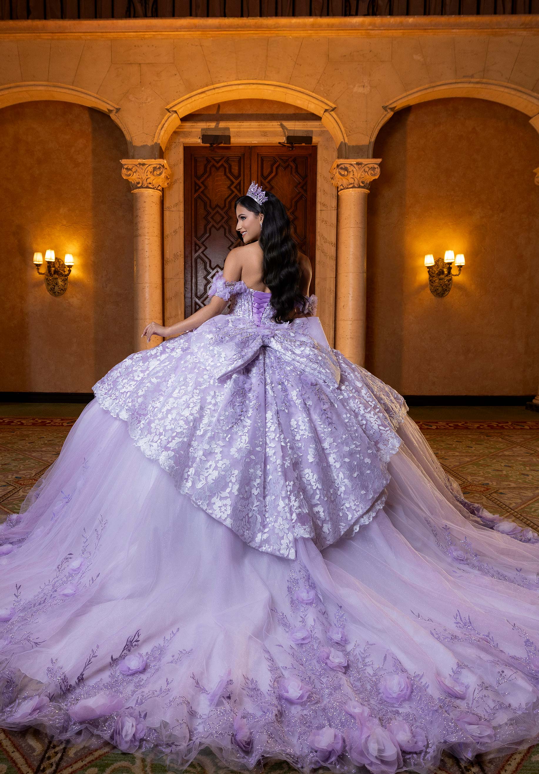 Off-the-Shoulder Floor-Length Tulle Quinceañera Ball Gown MGNY Madeline Gardner New York 4080032