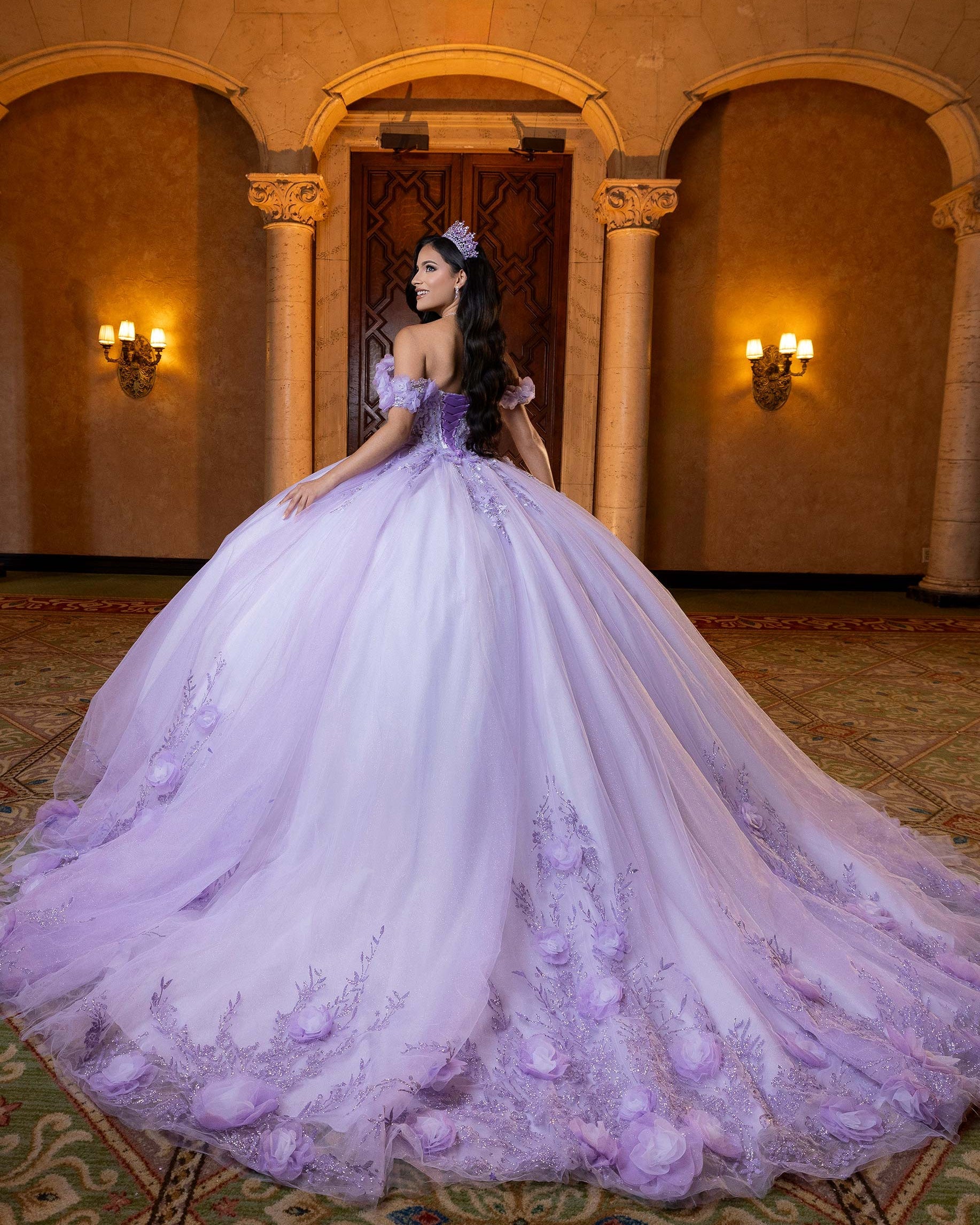 Off-the-Shoulder Floor-Length Tulle Quinceañera Ball Gown MGNY Madeline Gardner New York 4080032