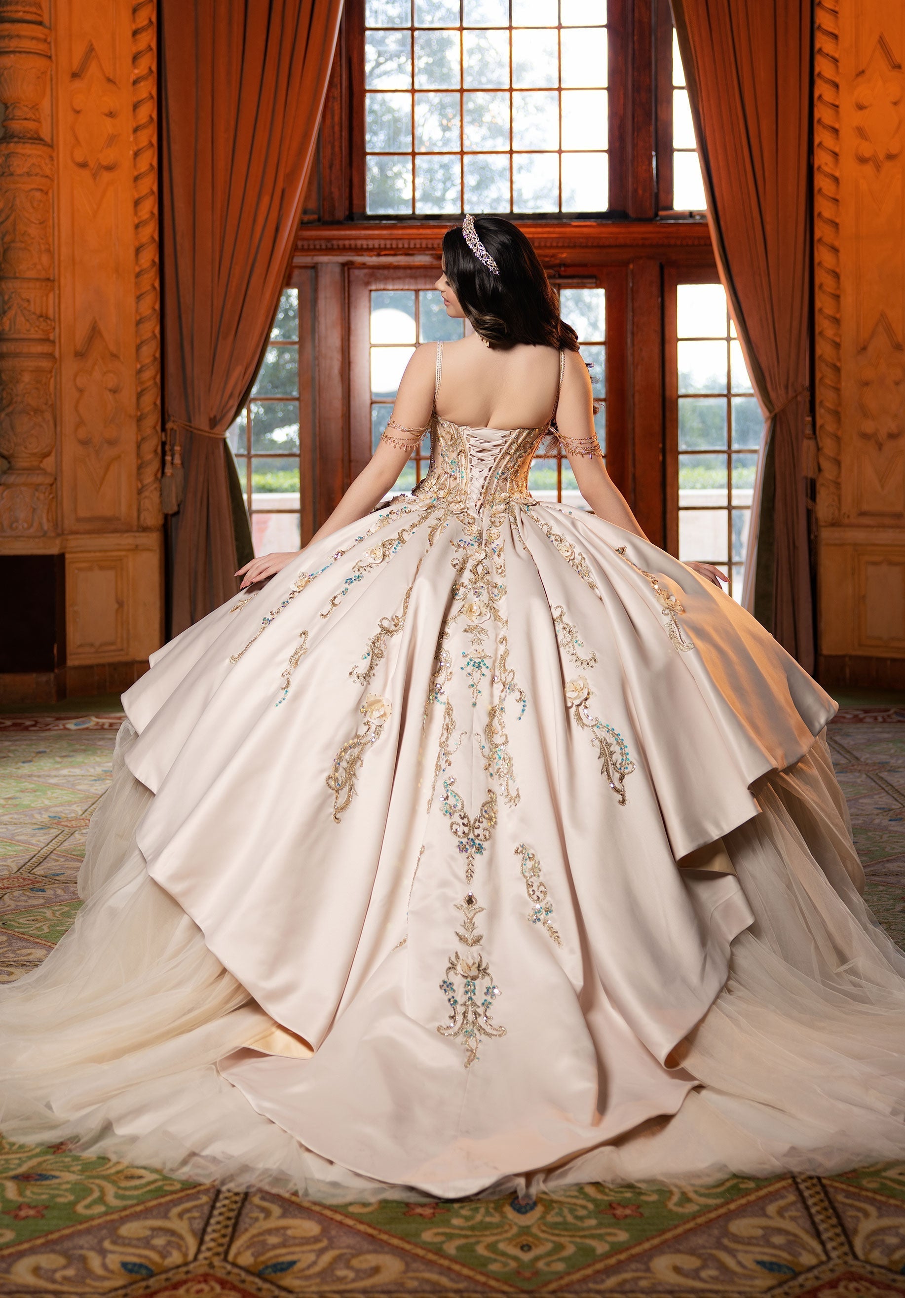 Sweetheart Floor-Length Satin Quinceanera Ball Gown MGNY 4080042