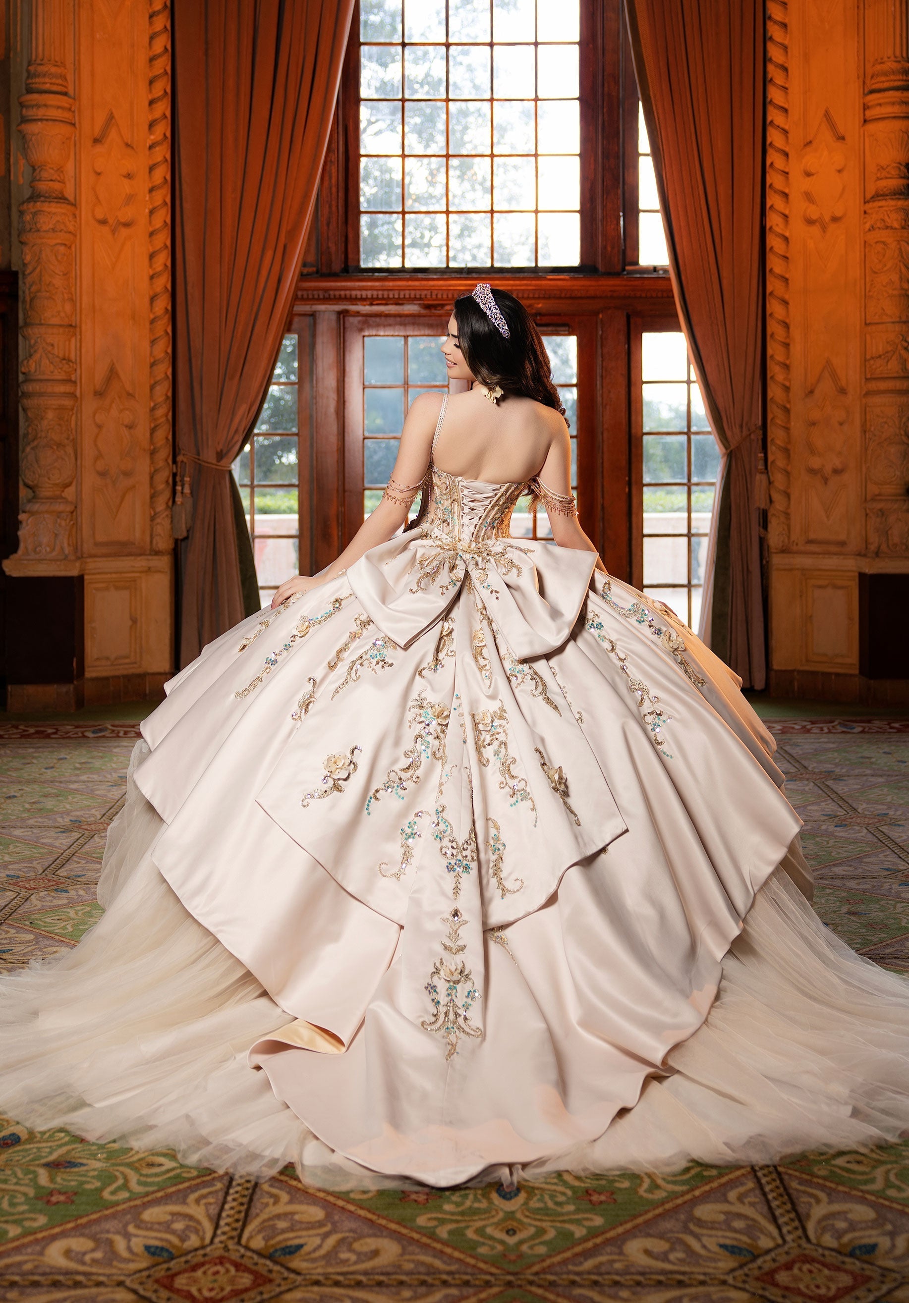 Sweetheart Floor-Length Satin Quinceanera Ball Gown MGNY 4080042