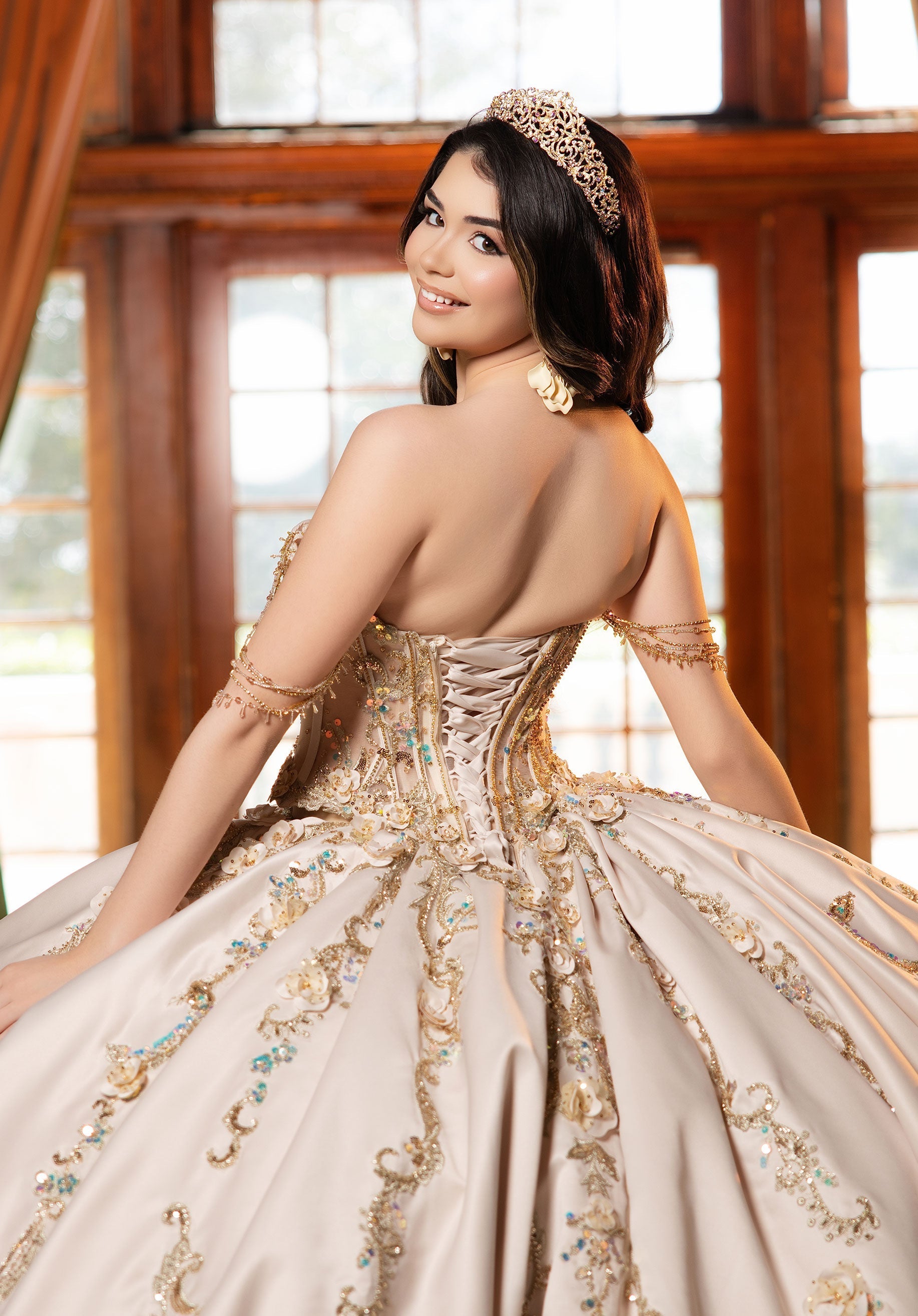 Sweetheart Floor-Length Satin Quinceanera Ball Gown MGNY 4080042